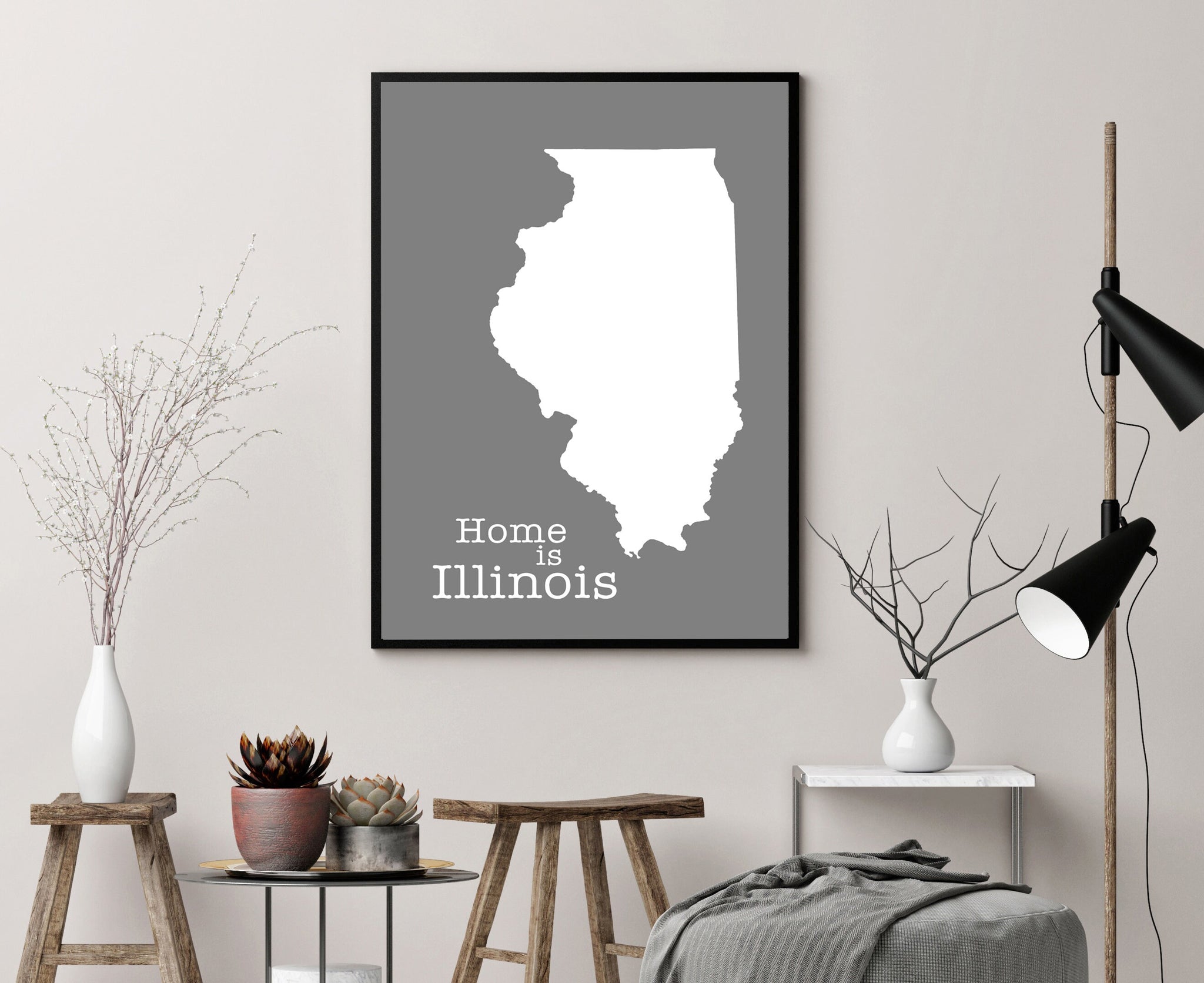 Illinois Map Wall Art, Illinois Map Poster Print, City map wall decor, Illinois State Poster, Home decor, Office decor, Family room decor