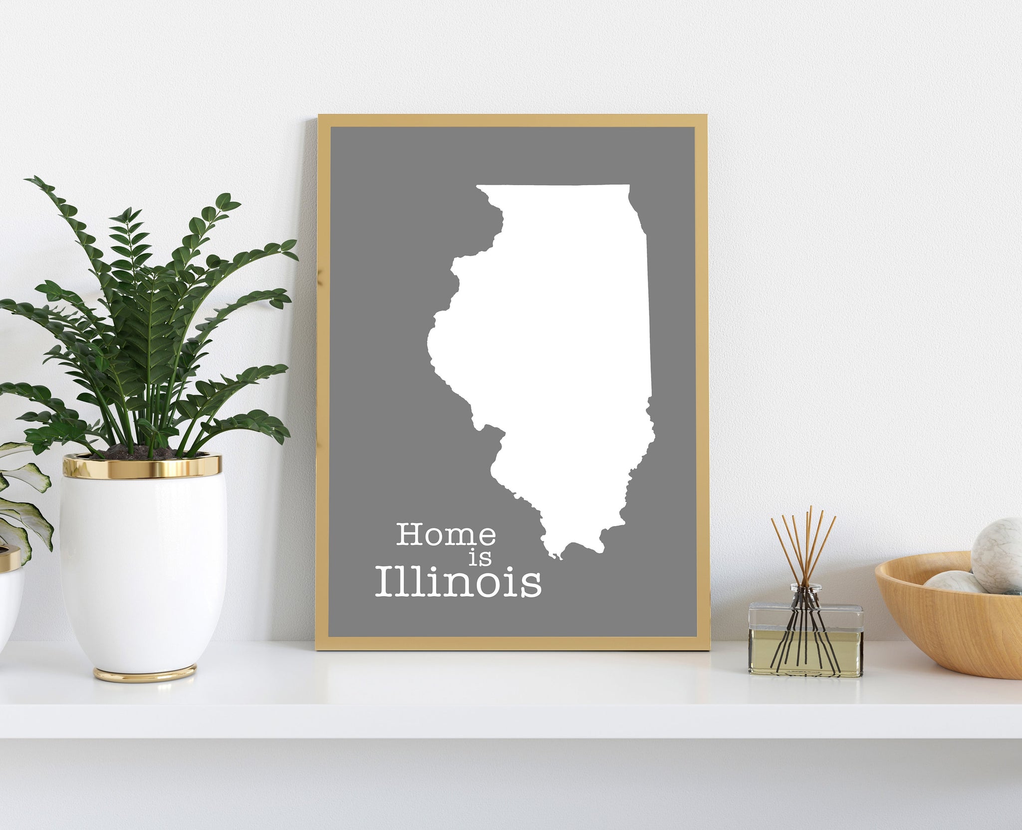 Illinois Map Wall Art, Illinois Map Poster Print, City map wall decor, Illinois State Poster, Home decor, Office decor, Family room decor