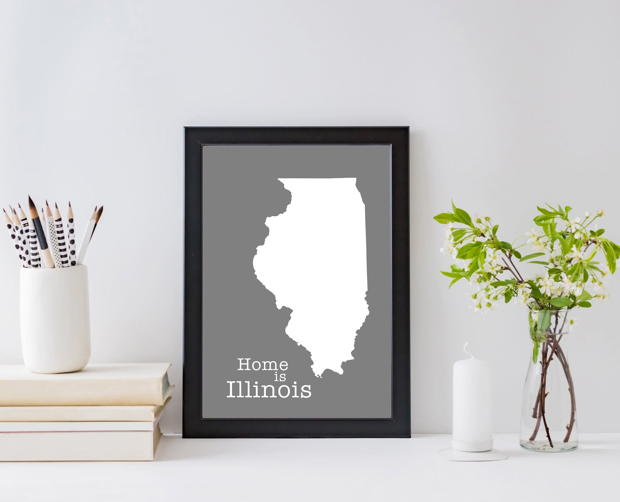 Illinois Map Wall Art, Illinois Map Poster Print, City map wall decor, Illinois State Poster, Home decor, Office decor, Family room decor