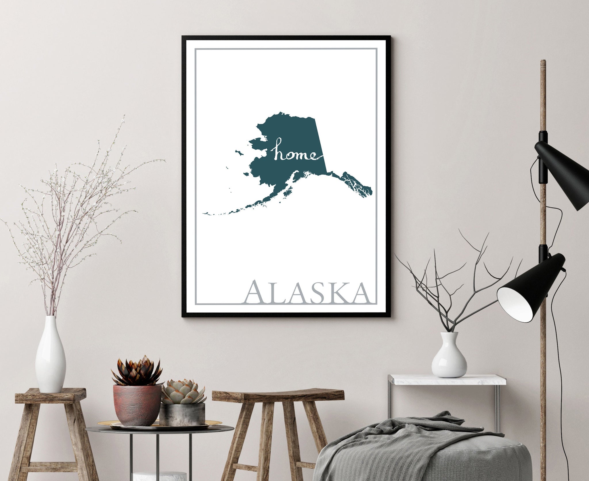 Alaska Map Wall Art, Alaska Modern Map Poster Print, City map wall decor, Alaska Poster Print, State Poster, Office wall decor,Home wall art