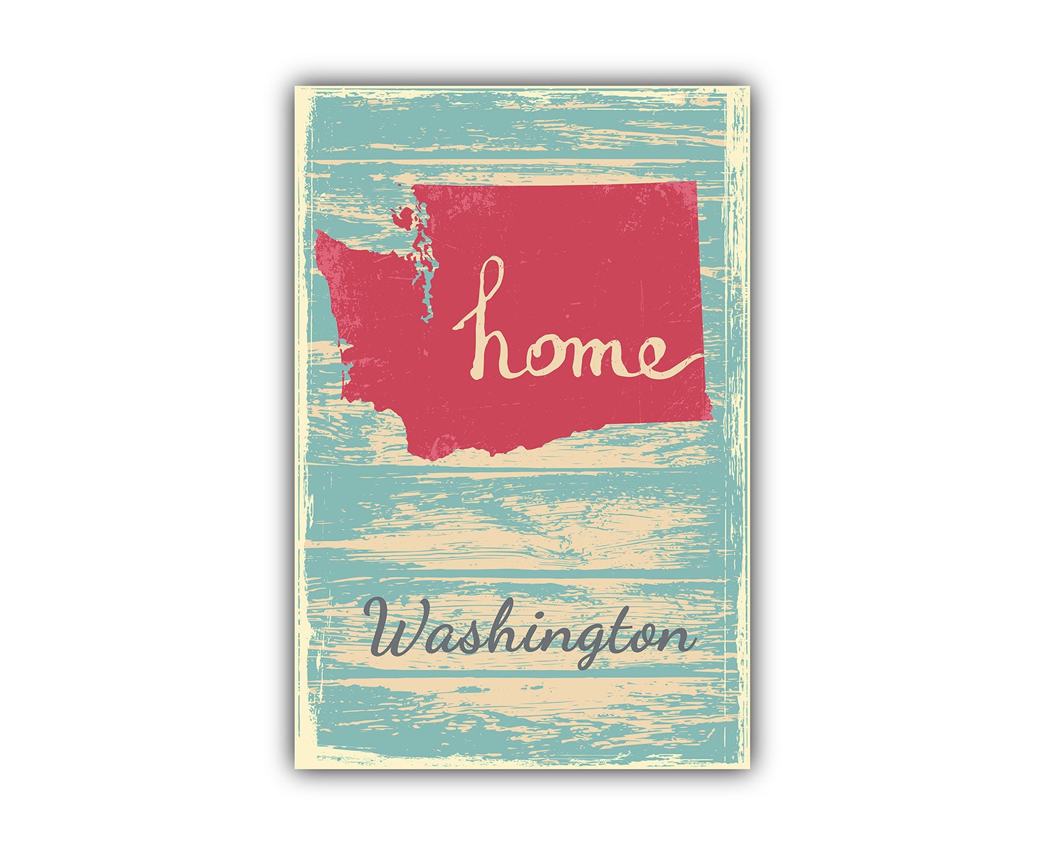 Retro Style Travel Poster, Washington Vintage State  Map Poster Printing, Home Wall Art, Office Wall  Decor, Poster Print, Washington
