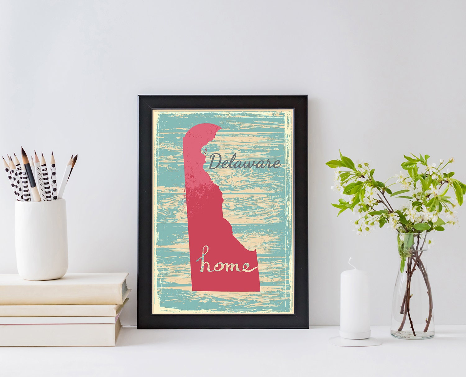 Retro Style Travel Poster, Delaware Vintage State Map Poster Printing, Home Wall Art, Office Wall  Decoration, Delaware Map Poster Print