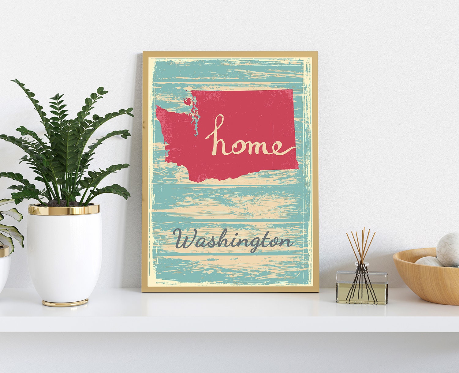 Retro Style Travel Poster, Washington Vintage State  Map Poster Printing, Home Wall Art, Office Wall  Decor, Poster Print, Washington
