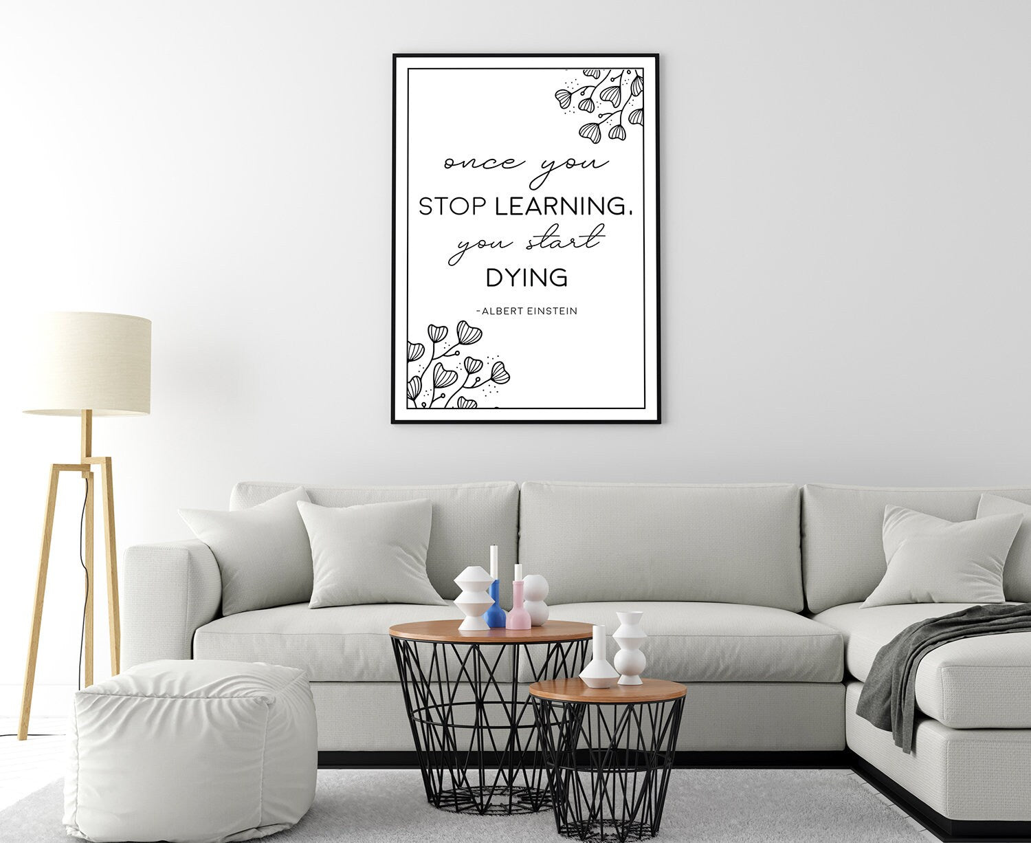 Once You Stop Learning quotes, Albert Einstein Quote Poster, School walls decorations, Poster print, Einstein quotes, Meaningful word poster