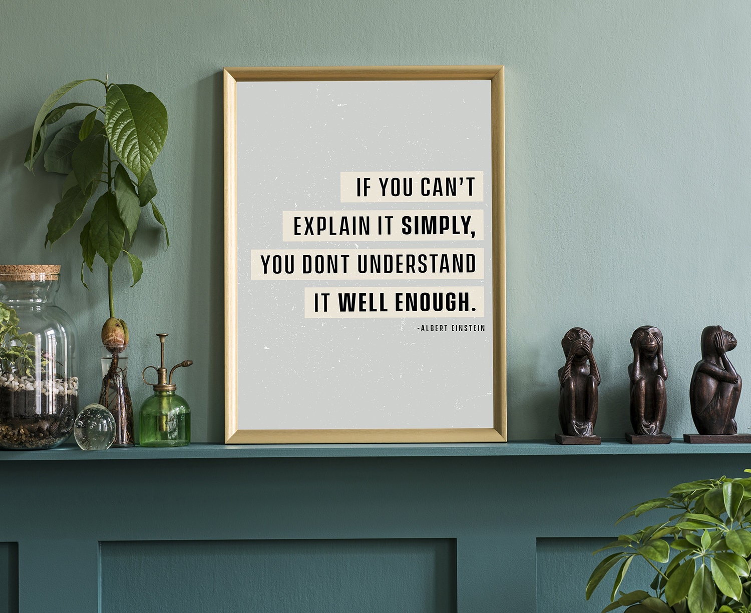 if you can't explain.. Albert Einstein, Quote, Poster printing, Office wall art, School Dorm walls art, Einstein quote, Living room wall art