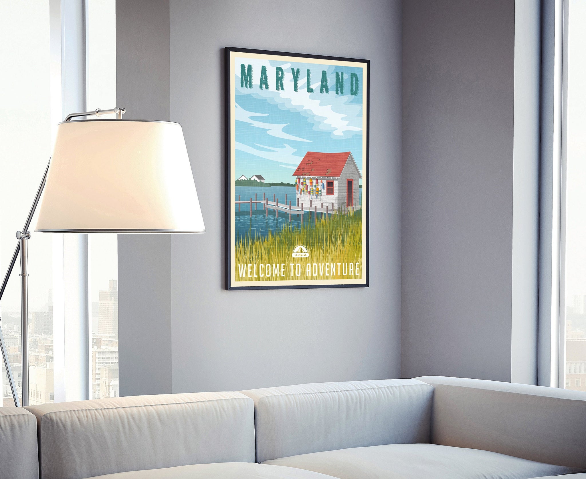 Retro Style Travel Poster, Maryland Vintage Rustic Poster Print, Home Wall Art, Office Wall Decor, Poster Prints, Maryland, State Map Poster