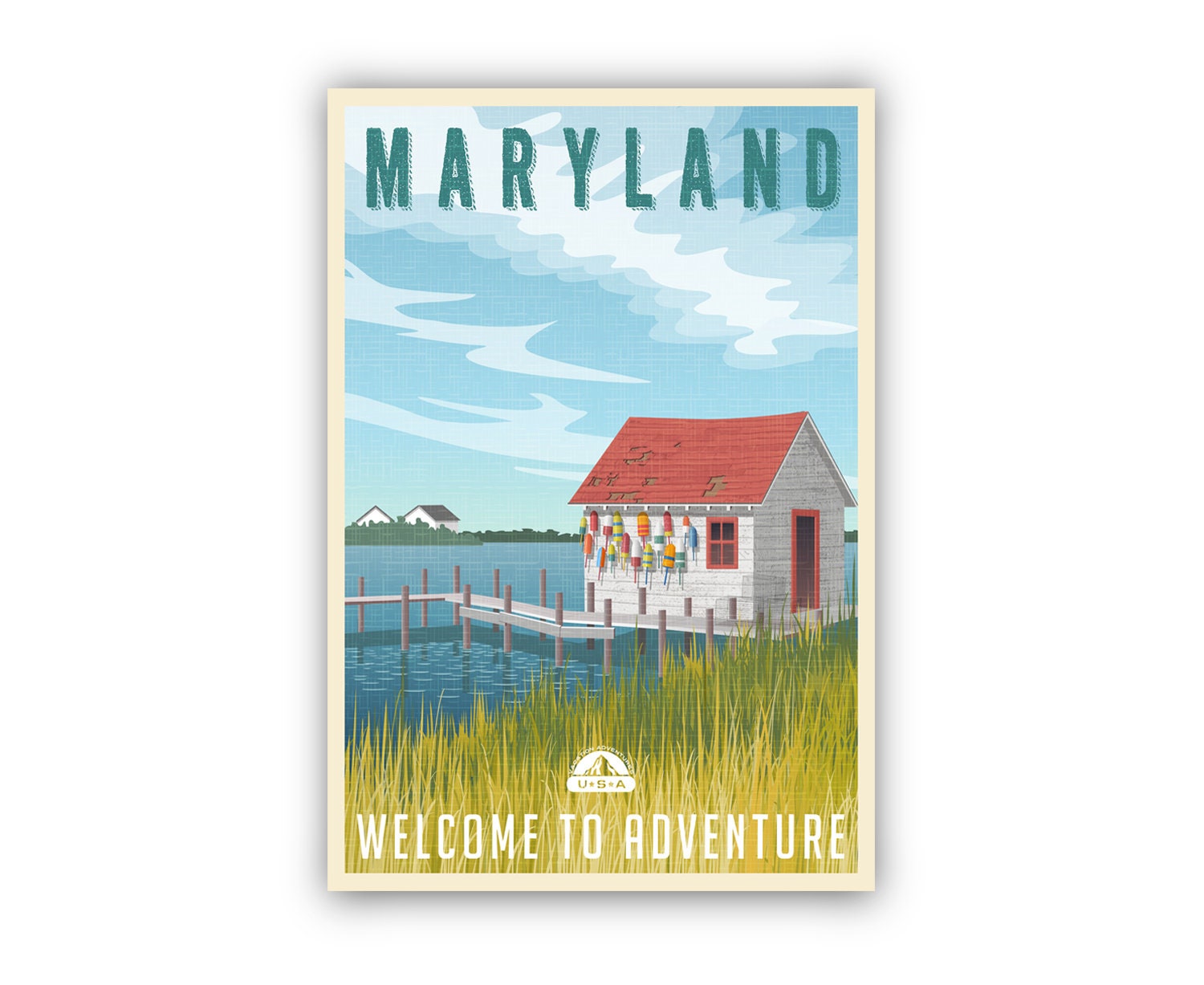 Retro Style Travel Poster, Maryland Vintage Rustic Poster Print, Home Wall Art, Office Wall Decor, Poster Prints, Maryland, State Map Poster