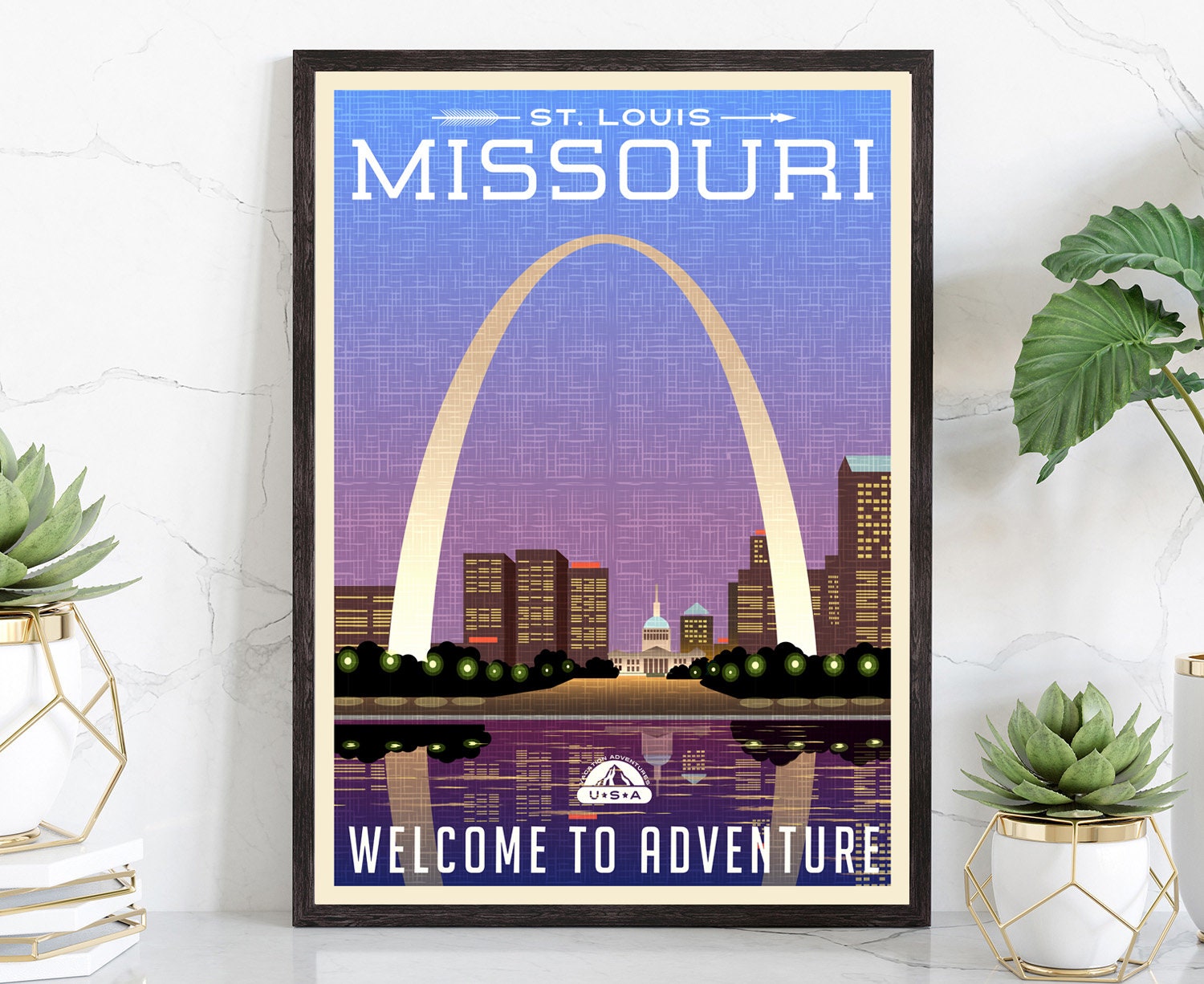 Retro Style Travel Poster, Missouri Vintage Rustic Poster Print, Home Wall Art, Office Wall Decor, Poster Prints, Missouri, State Map Poster