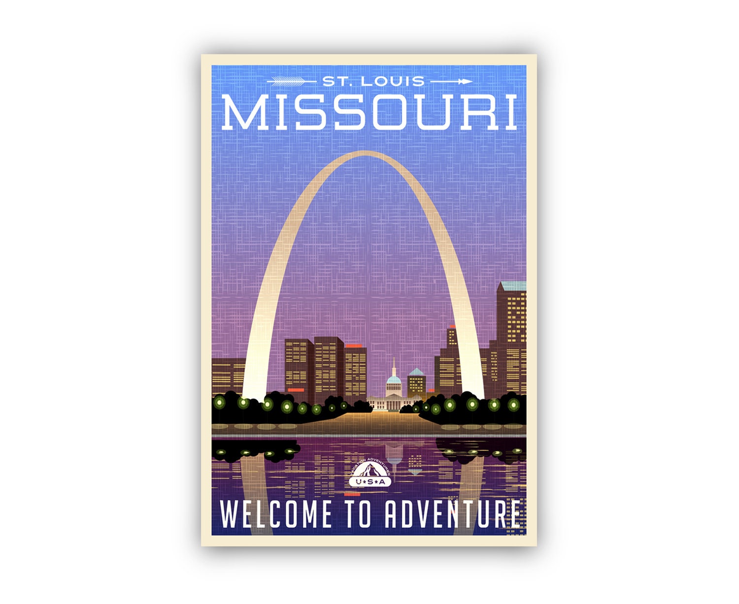 Retro Style Travel Poster, Missouri Vintage Rustic Poster Print, Home Wall Art, Office Wall Decor, Poster Prints, Missouri, State Map Poster