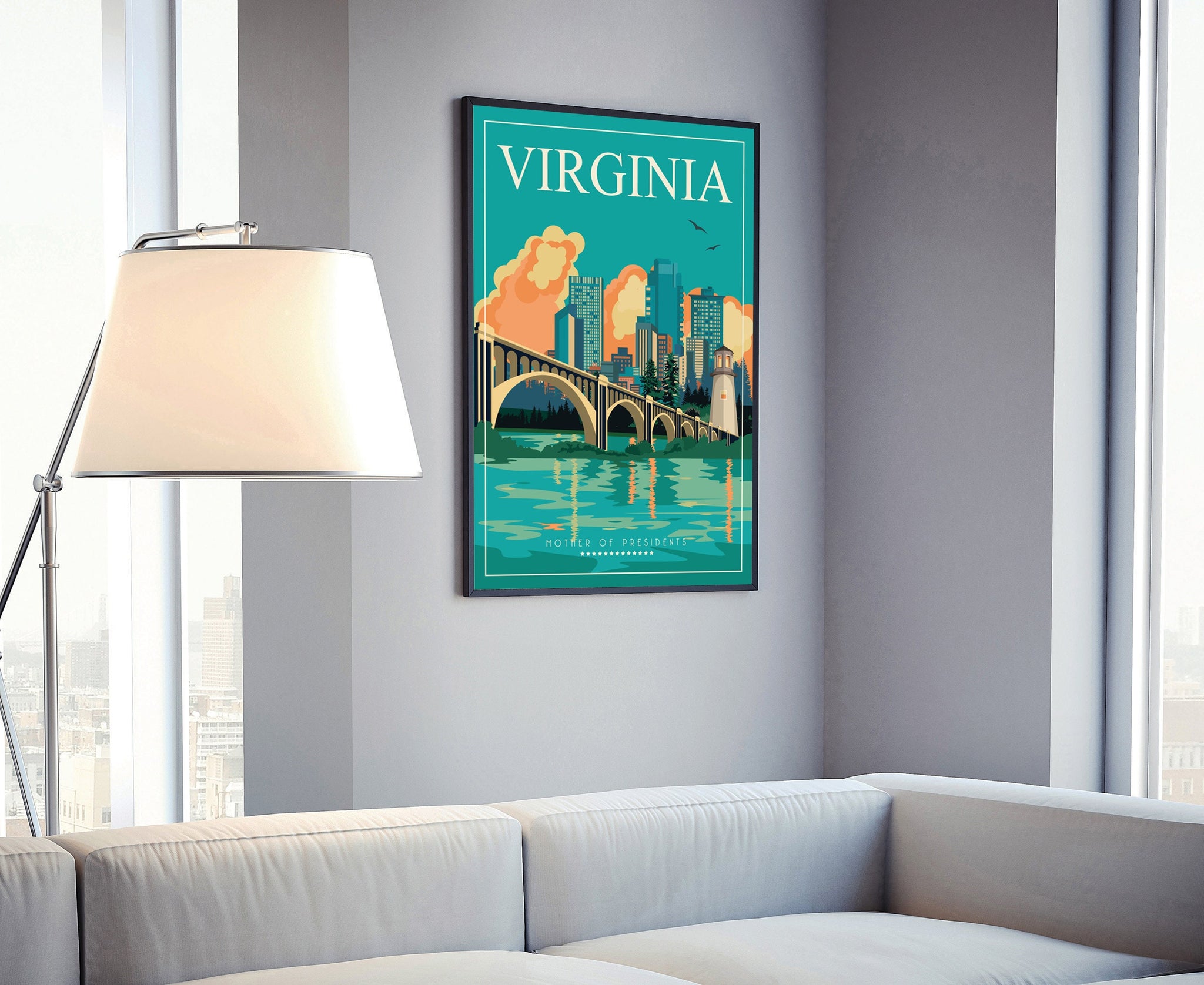 Retro Style Travel Poster, Virginia Vintage Rustic Poster Print, Home Wall Art, Office Wall Decoration, Posters, Virginia, State Map Poster