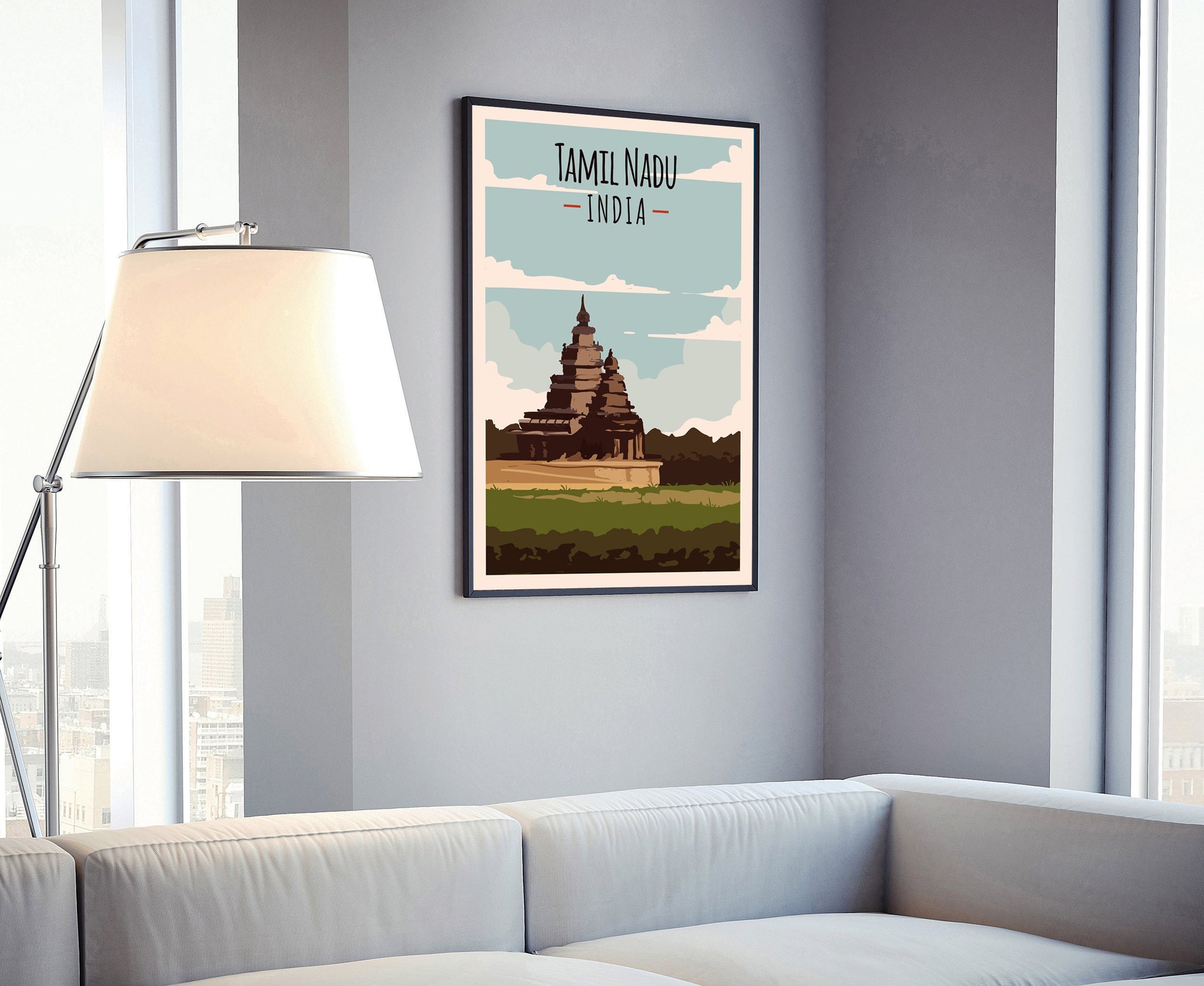 Retro Style Travel Poster, India Tamil Nadu Vintage Rustic Poster Print, Home Wall Art, Office Wall Decoration, India City Map Poster
