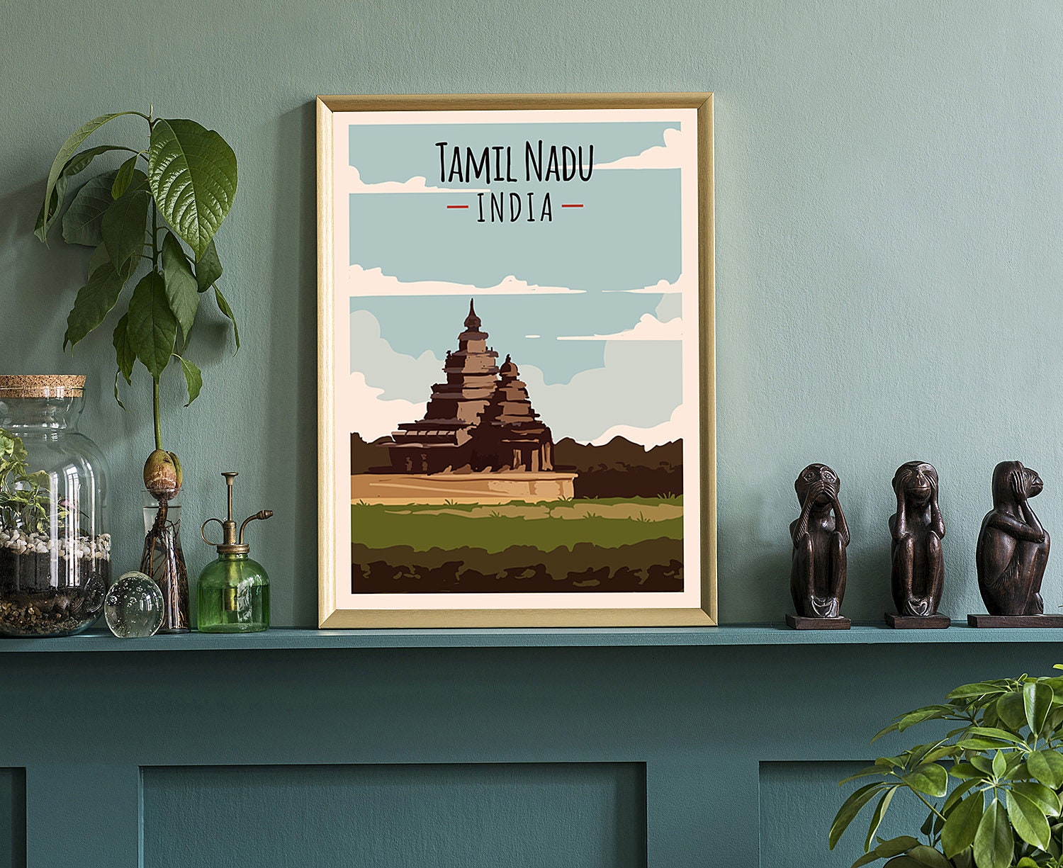 Retro Style Travel Poster, India Tamil Nadu Vintage Rustic Poster Print, Home Wall Art, Office Wall Decoration, India City Map Poster