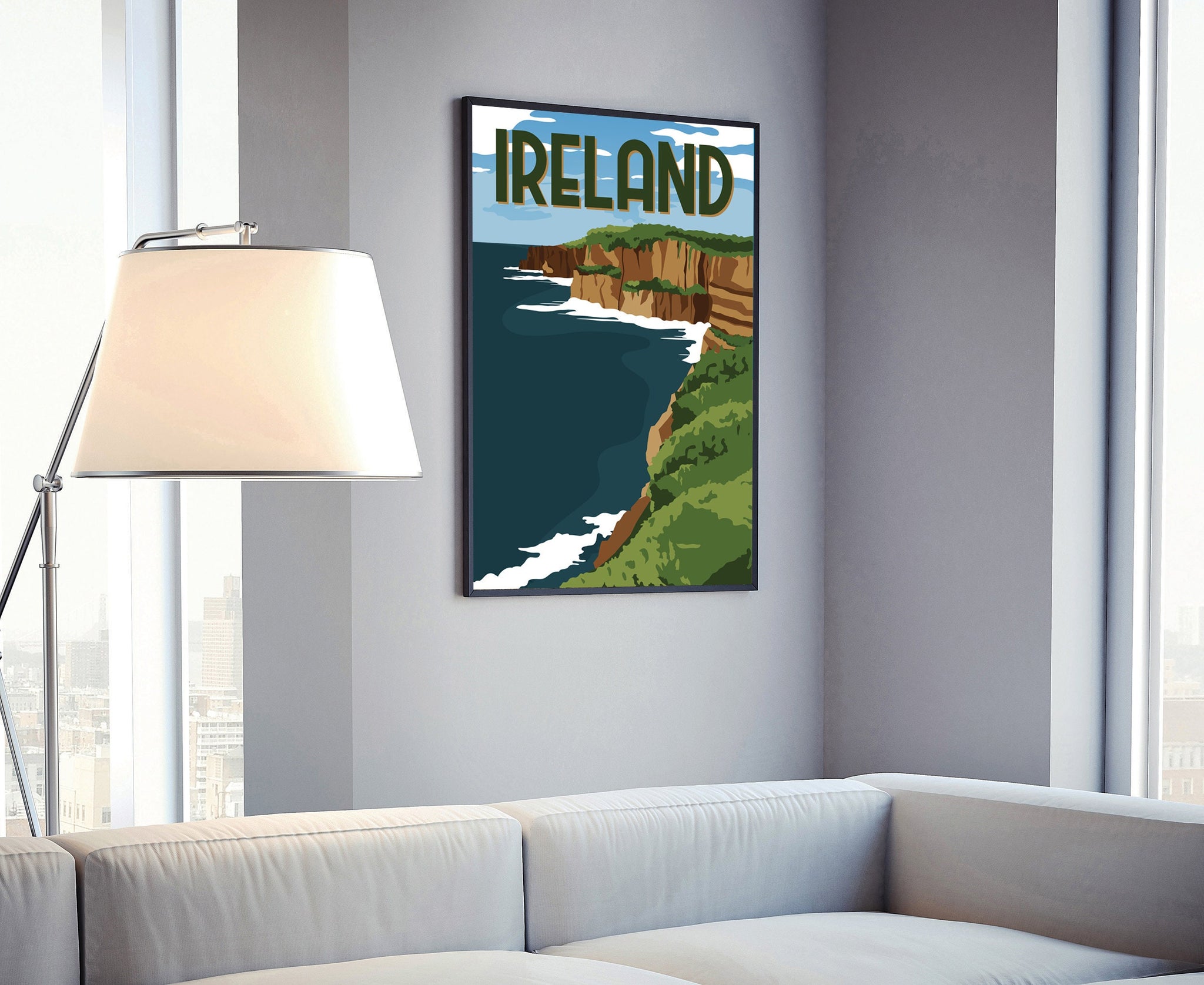 IRELAND retro style travel poster, Ireland vintage rustic poster print, Home wall art, Office wall decorations, Ireland country map posters