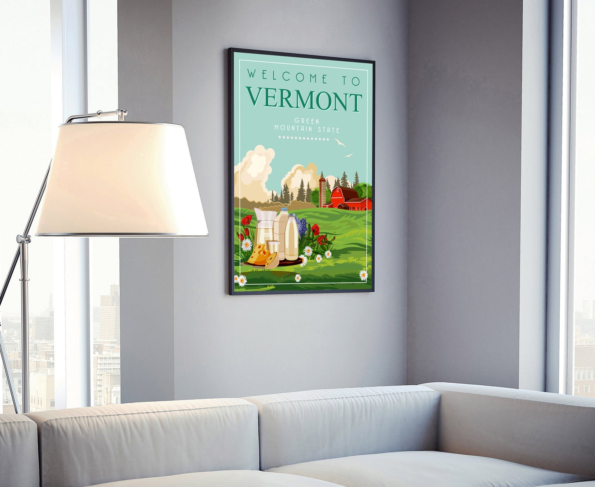 Retro Style Travel Poster, Vermont Vintage Rustic Poster Print, Home Wall Art, Office Wall Decoration, Posters, Vermont, State Map Poster