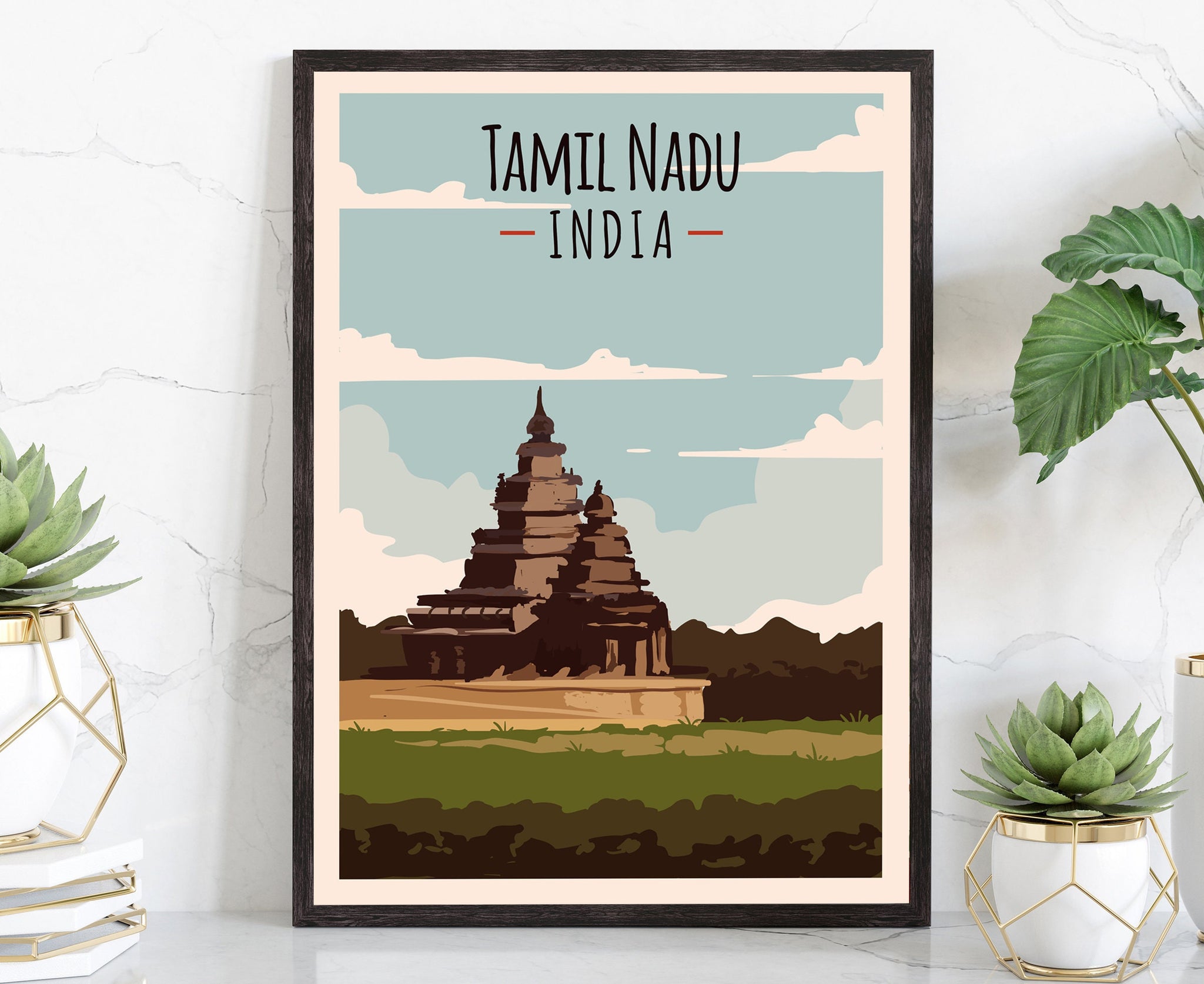 Retro Style Travel Poster, India Tamil Nadu Vintage Rustic Poster Print, Home Wall Art, Office Wall Decoration, India City Map Poster
