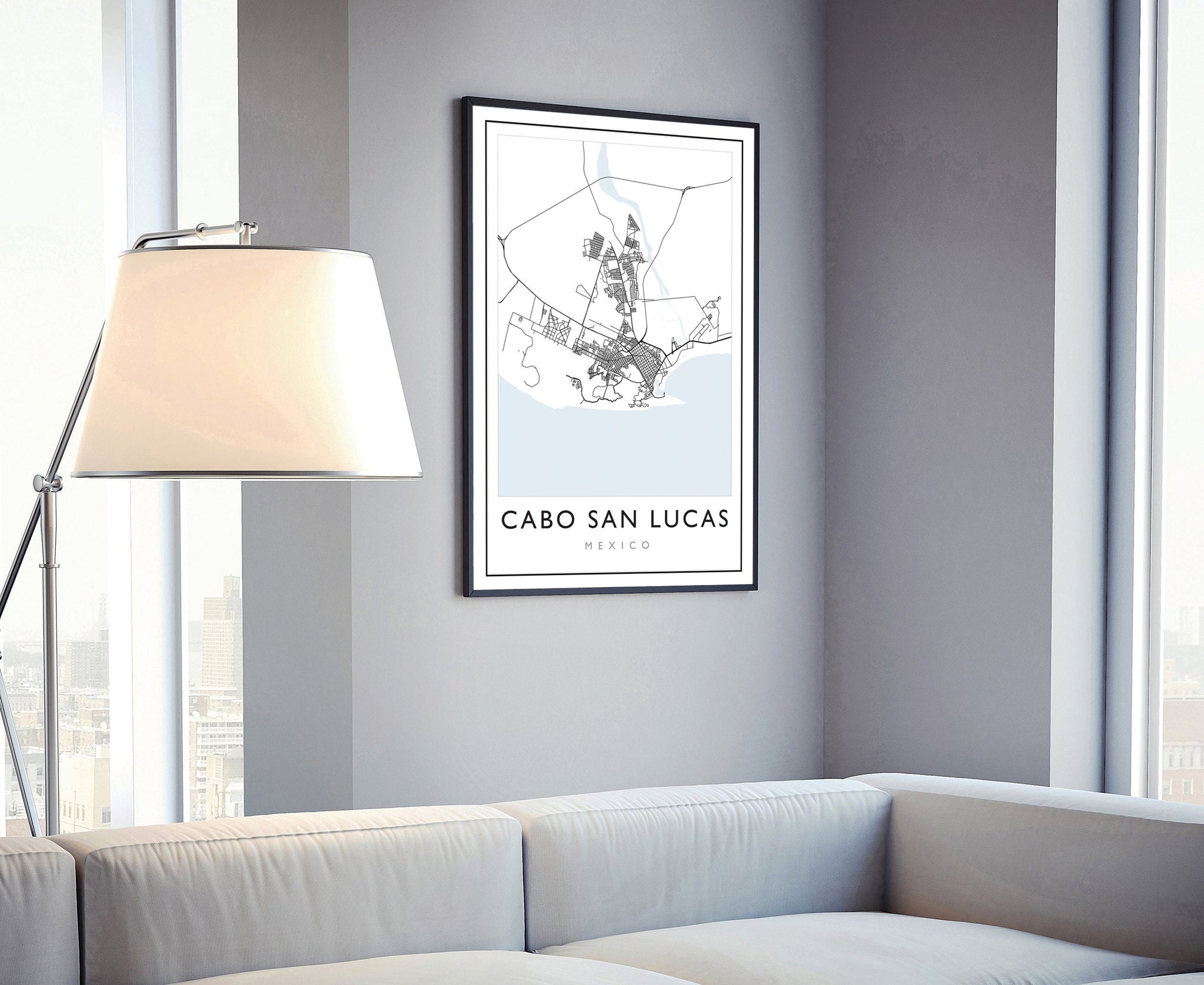 Cabo San Lucas Map, Cabo San Lucas Road Map Poster, C. San Lucas Mexico City Street Map, Modern US City Map, Home Art Decor, Office Wall Art