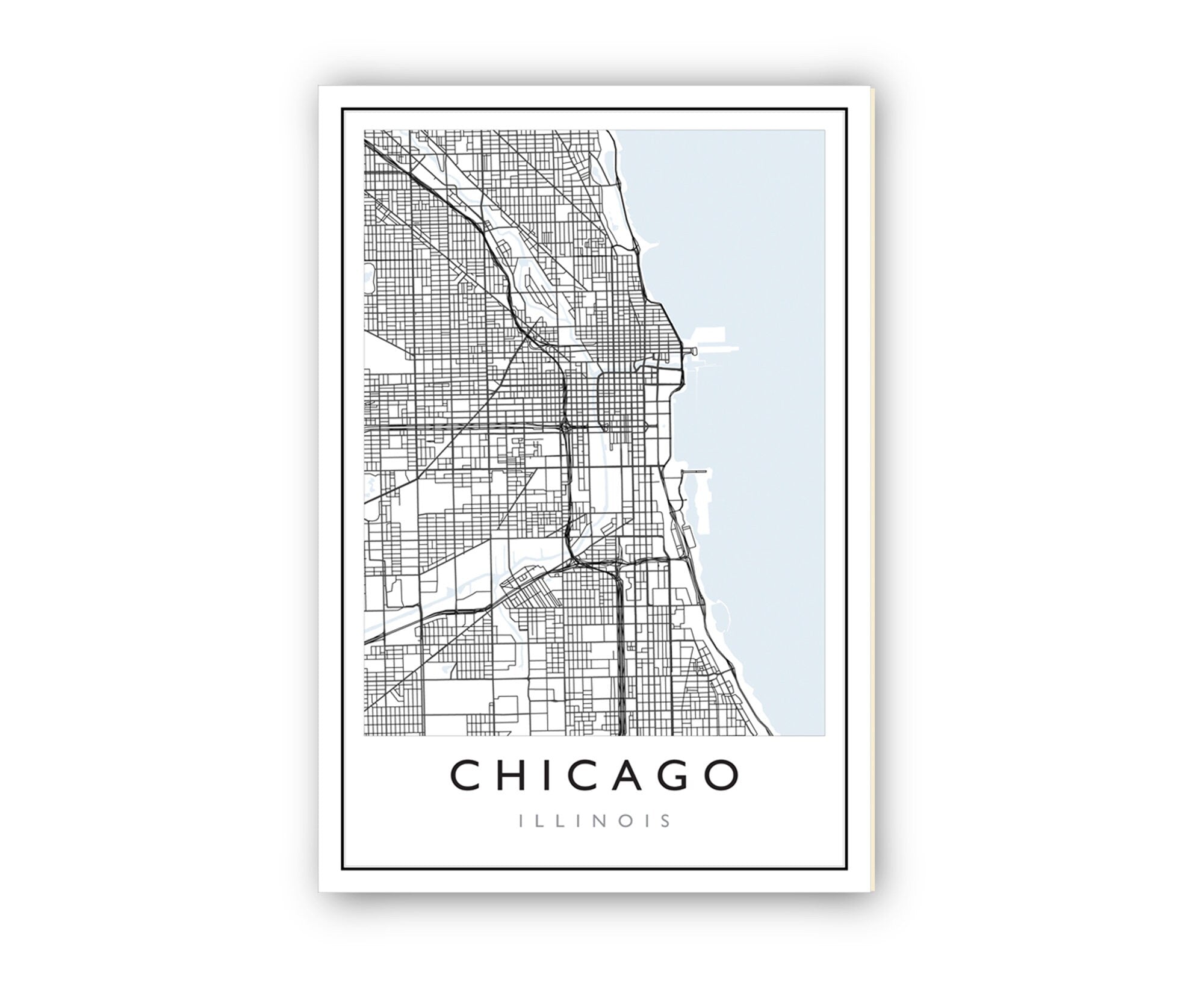 Chicago City Map, Chicago City Road Map Poster, Chicago Illinois City Street Map, Modern US City Map, Home Art Decor, Office Wall Art Print