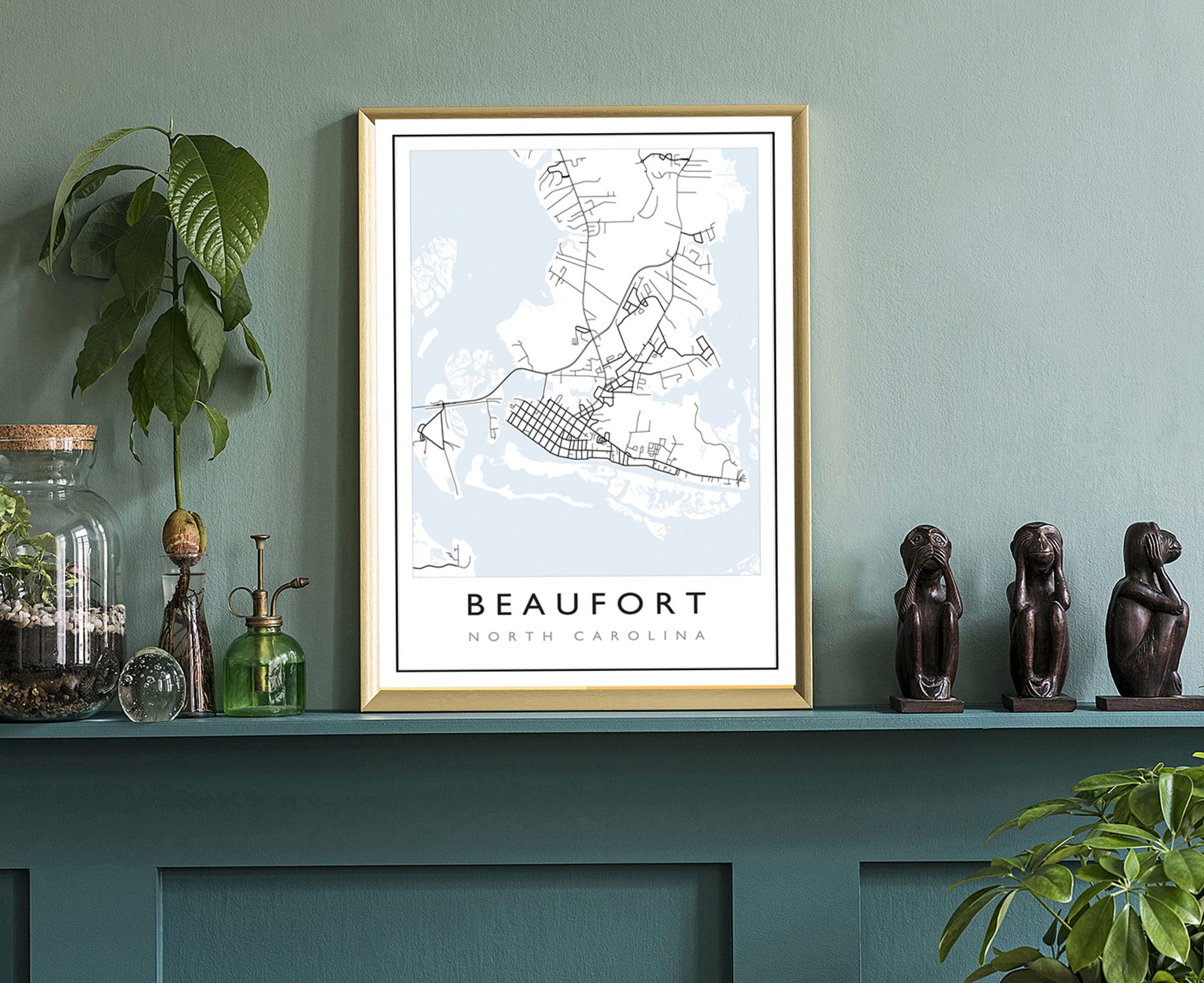 Beaufort Map,Beaufort City Road Map Poster, Beaufort North Carolina City Street Map,Modern US City Map,Home Art Decor, Office Wall Art Print