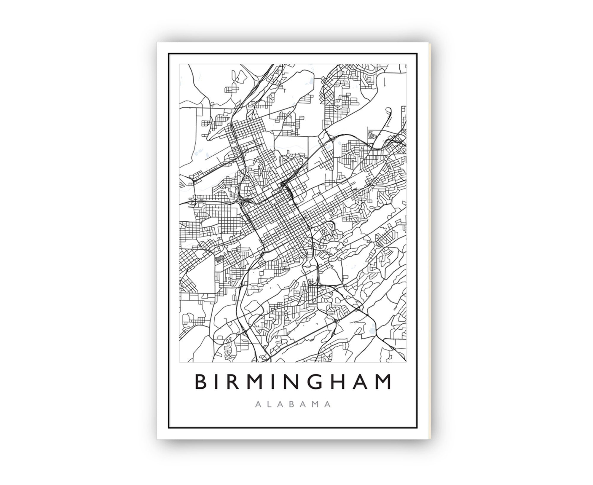 Birmingham Map, Birmingham City Road Map Poster,Birmingham Alabama City Street Map,Modern US City Map, Home Art Decor, Office Wall Art Print