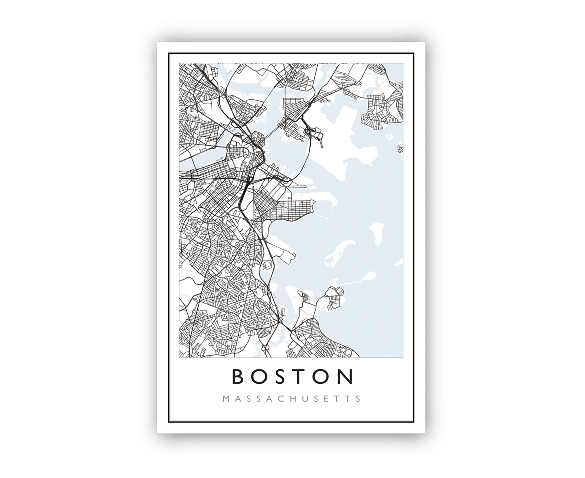 Boston Map, Boston City Road Map Poster, Boston Massachusetts City Street Map, Modern US City Map, Home Art Decor, Office Wall Art Print