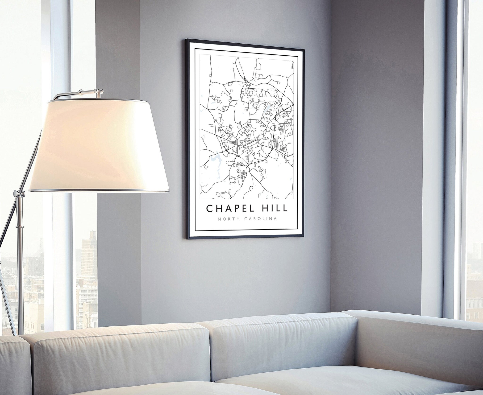 Chapel Hill City Map, Chapel Hill City Road Map Poster, Chapel Hill North Carolina City Street Map, Modern US City Map,Home Ofice Art Decor,