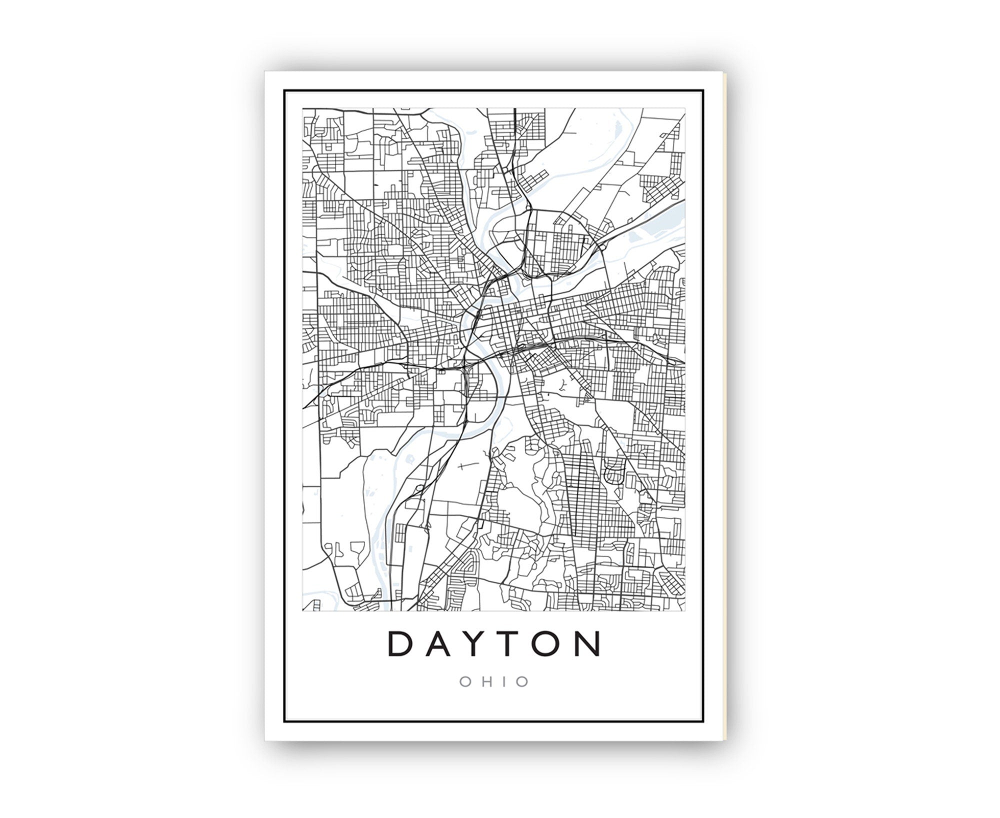 Dayton Ohio City Map, Ohio City Road Map Poster Print, City Street Map Print, Modern US City Map, Home Art Decoration, Office Wall Art Print