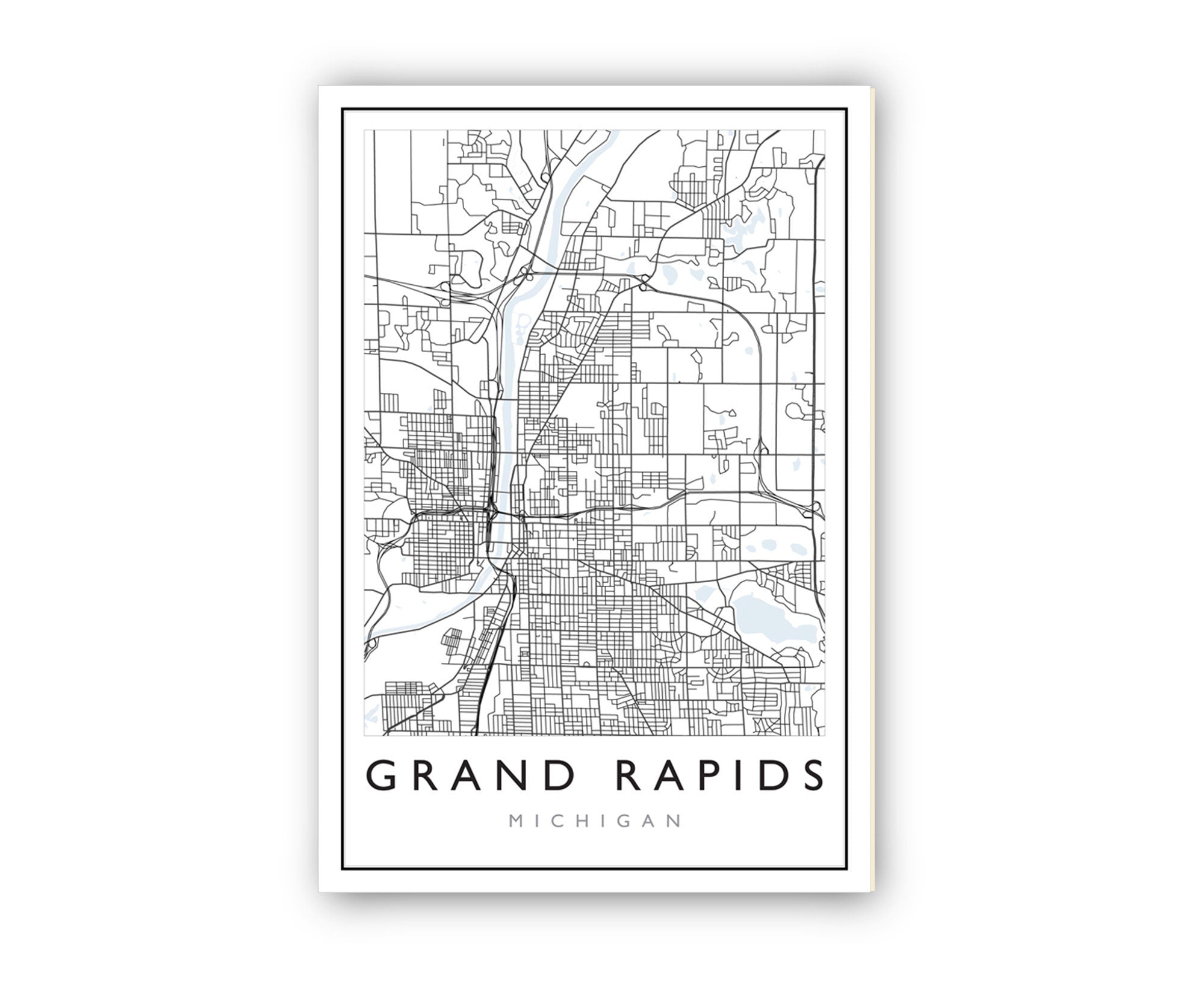 Grand Rapids Michigan City Map, Michigan City Road Map Poster, City Street Map Print, Modern US City Map, Home Art Decor, Office Wall Art