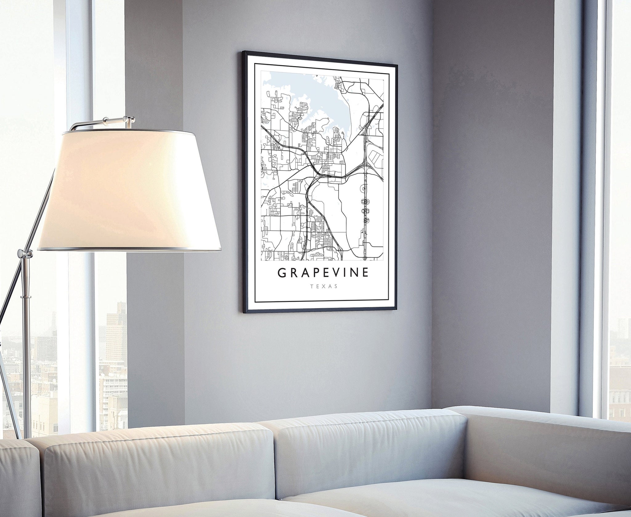 Grapevine Texas City Map, Texas City Road Map Poster, City Street Map Print, Modern US City Map, Home Art Decoration, Office Wall Art