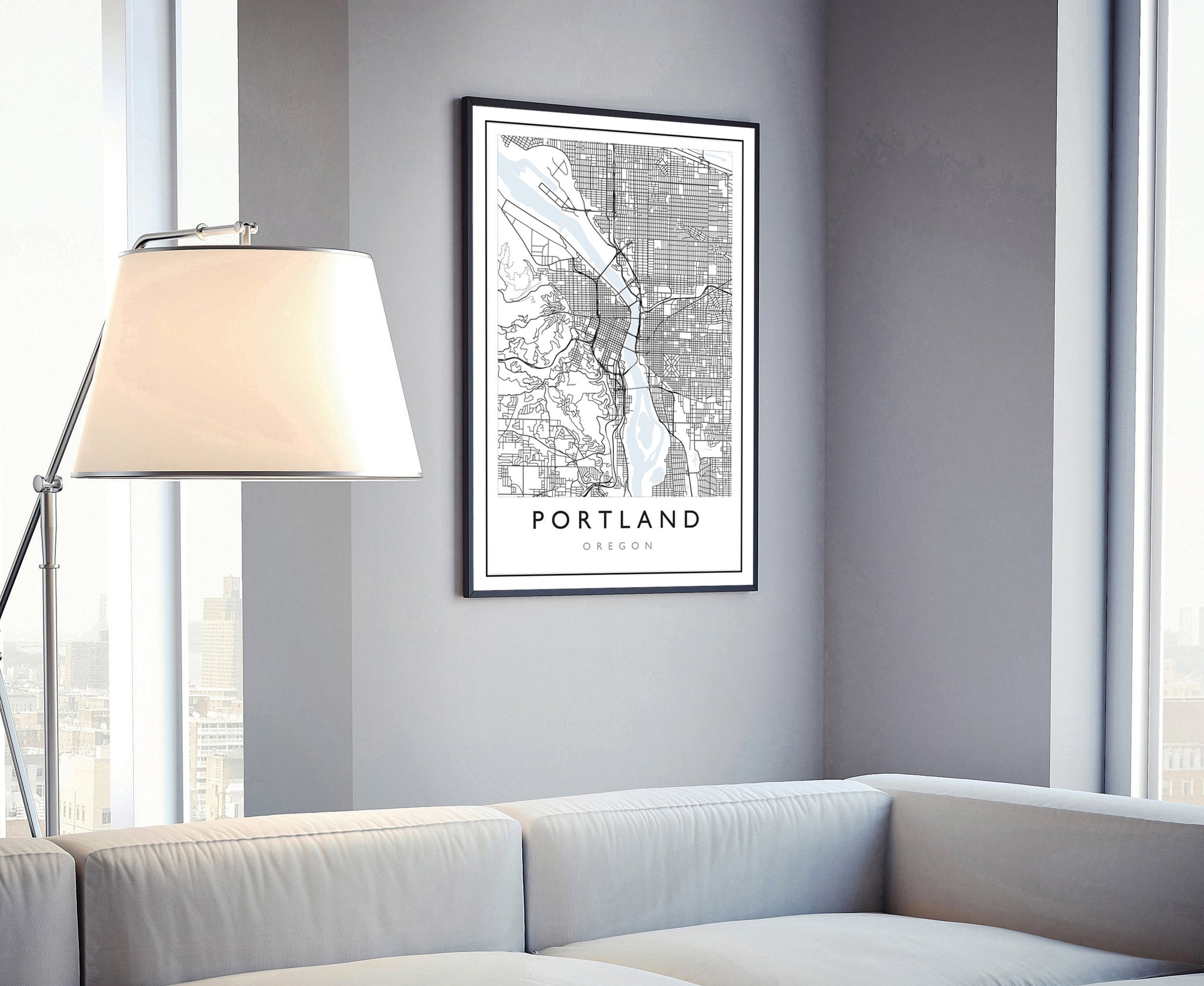 Portland Oregon City Map, Portland Oregon Road Map Poster, City Street Map Print, US City Modern City Map, Home Office Wall Art Decoration