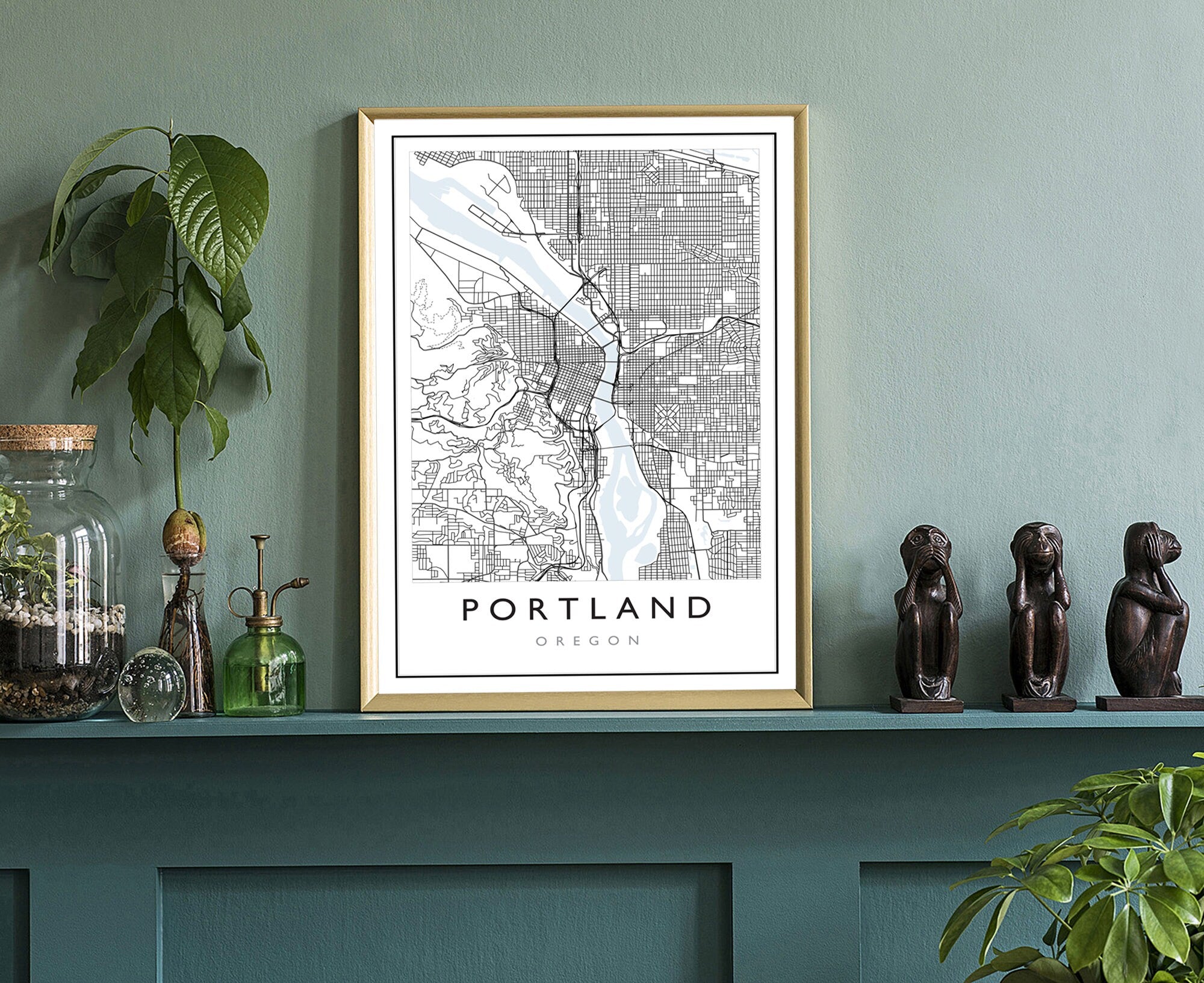 Portland Oregon City Map, Portland Oregon Road Map Poster, City Street Map Print, US City Modern City Map, Home Office Wall Art Decoration