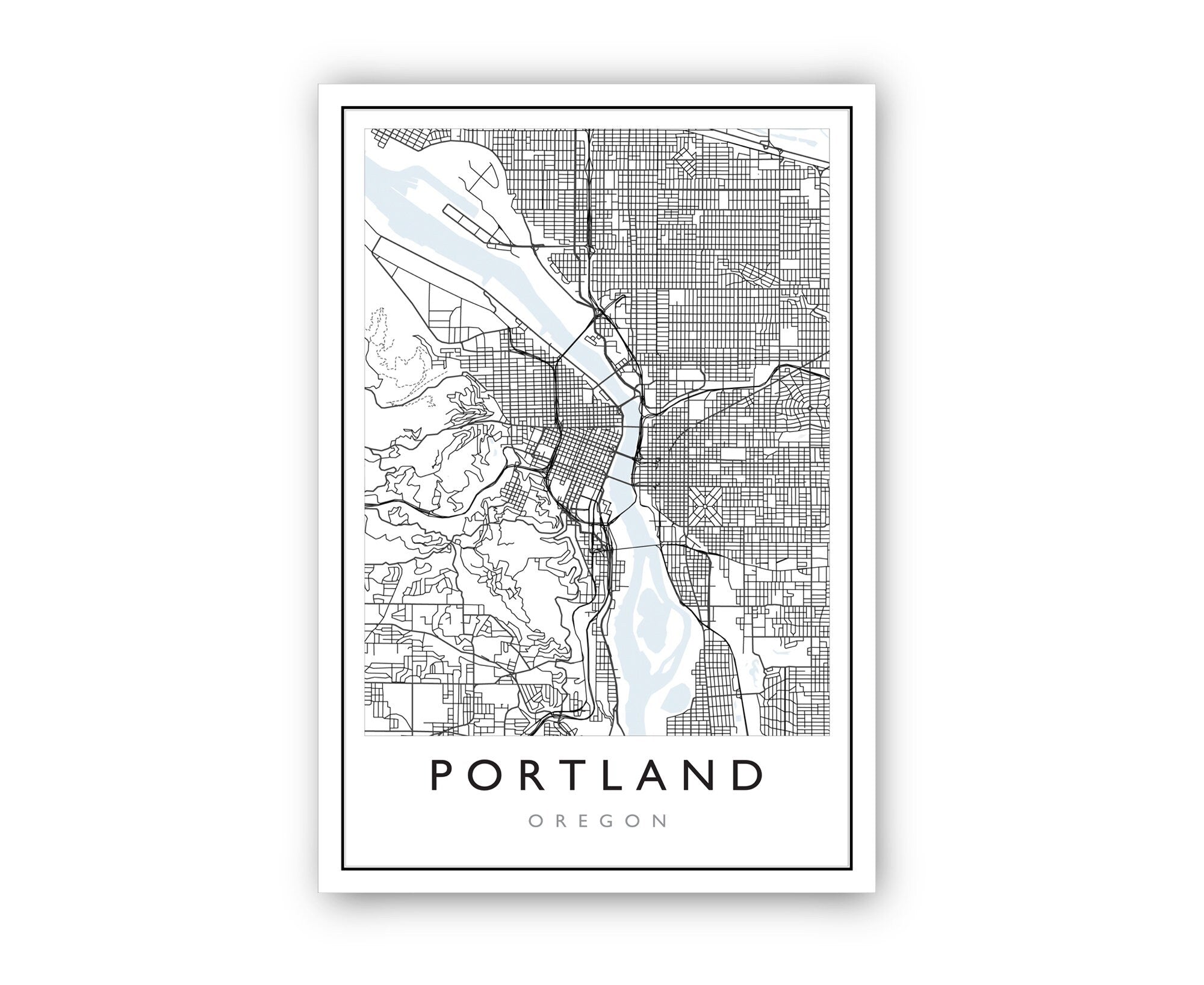 Portland Oregon City Map, Portland Oregon Road Map Poster, City Street Map Print, US City Modern City Map, Home Office Wall Art Decoration