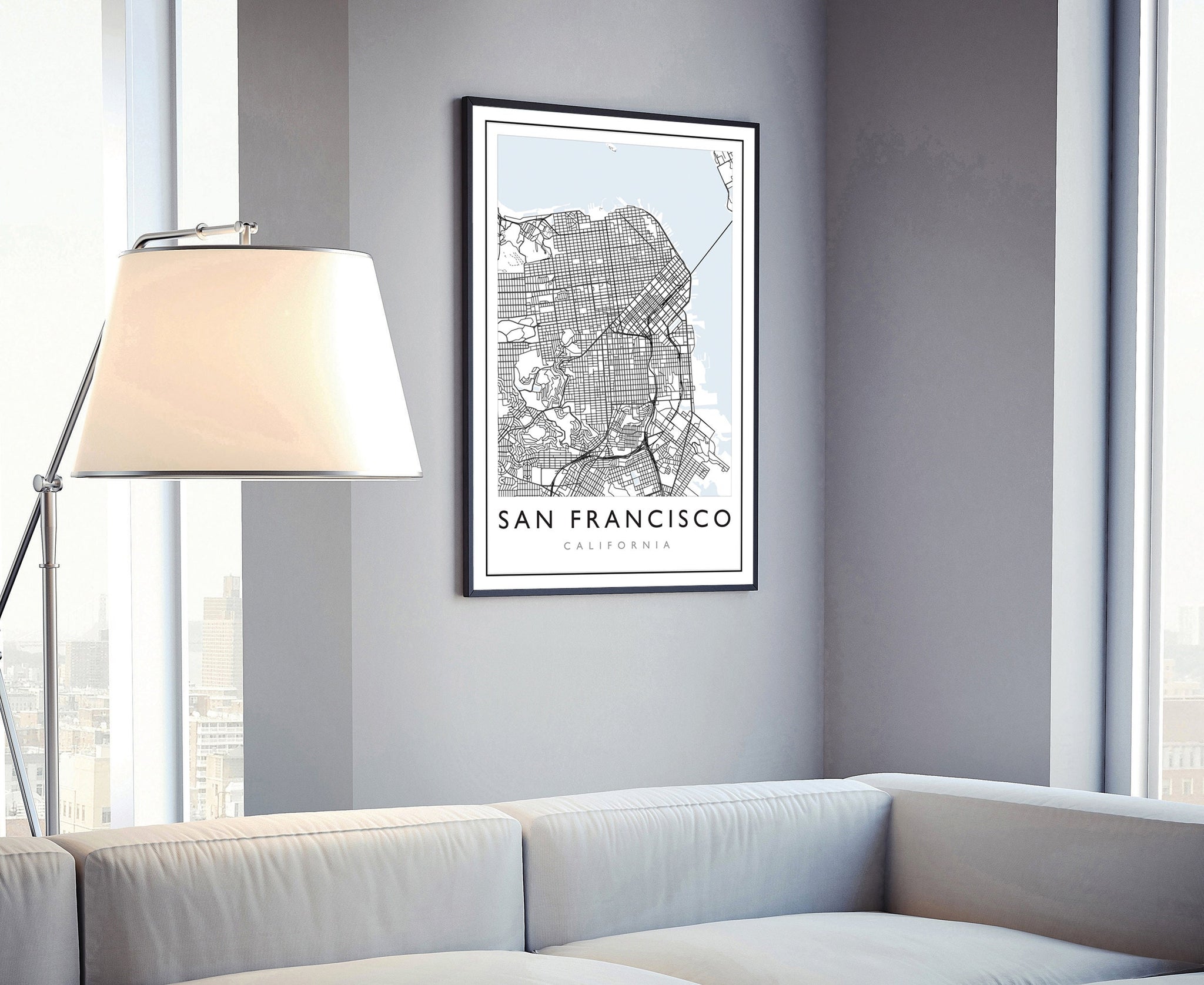 San Francisco California City Map, San Francisco Road Map Poster, City Street Map Print, US City Modern City Map, Home Office Wall Art Decor