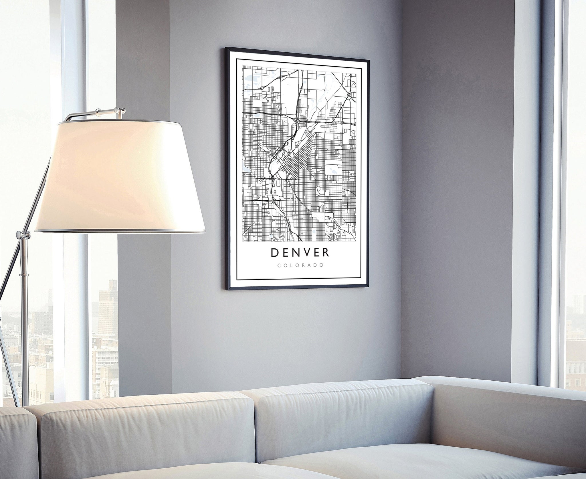 Denver Colorado City Map, Colorado City Road Map Poster, City Street Map Print, Modern US City Map, Home Art Decor, Office Wall Art Print