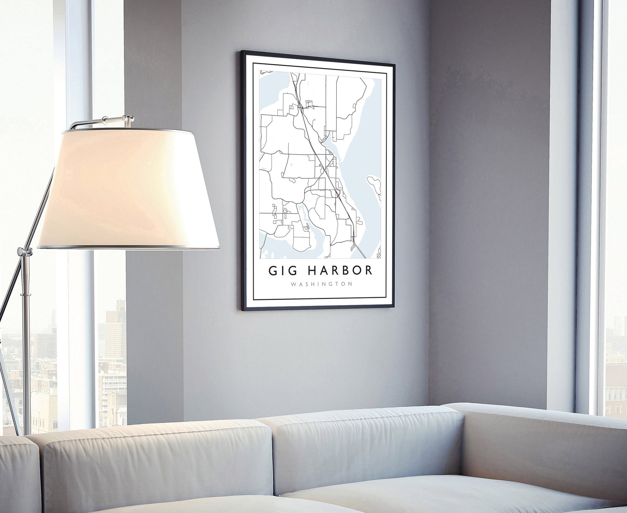 Gig Harbor Washington City Map, Washington City Road Map Poster, City Street Map Print, Modern US City Map, Home Art Decor, Office Wall Art