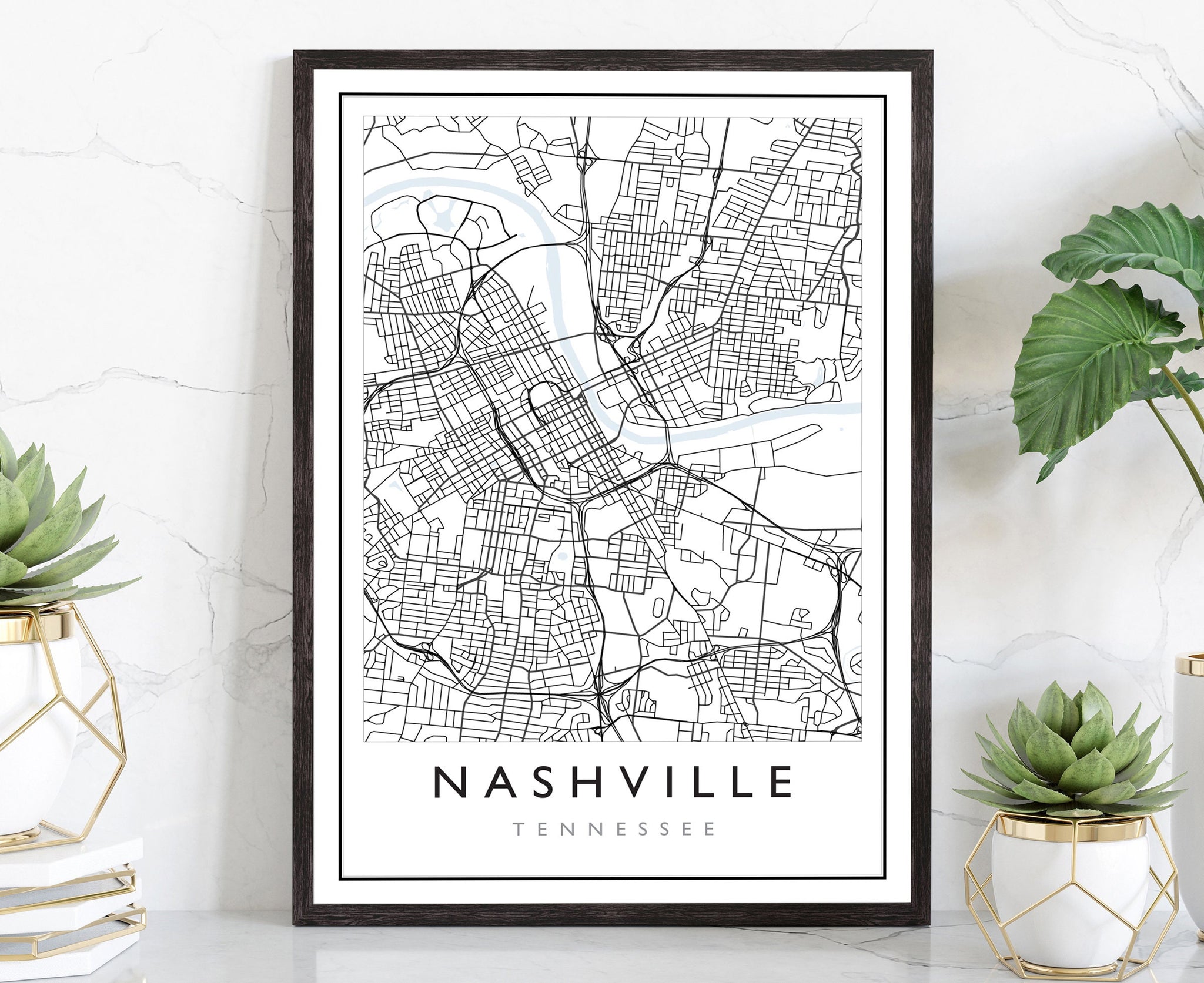 Nashville Tennessee City Map, Tennessee Road Map Poster, City Street Map Print, US City Modern City Map, Home Wall Art, Office Wall Decor