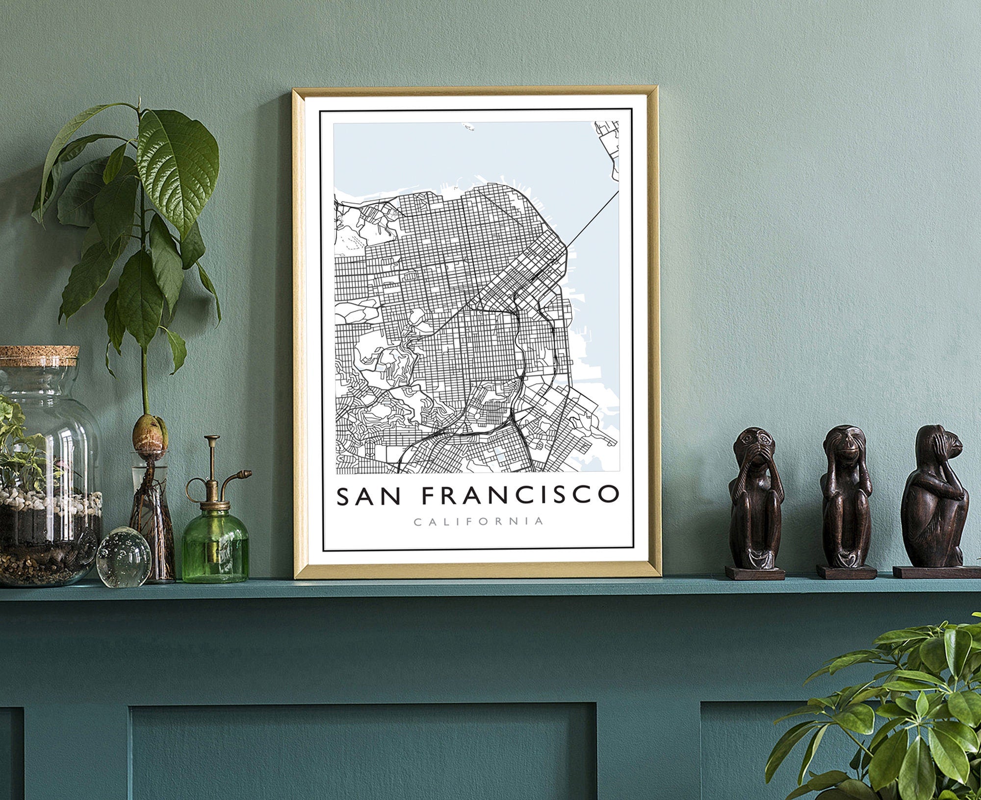 San Francisco California City Map, San Francisco Road Map Poster, City Street Map Print, US City Modern City Map, Home Office Wall Art Decor