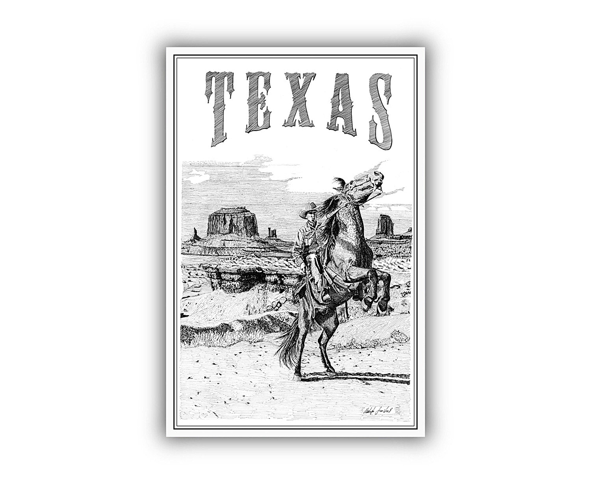 Hand made Retro Style Travel Poster, Texas Vintage Rustic Poster, Gravure Technique Paint, Calligraphy States Poster Print, State Map Poster