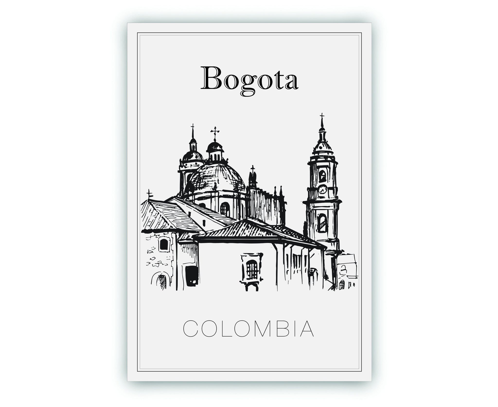 Hand Drawn Poster, Bogota Travel Poster, Colombia Poster Wall Art, Bogota Cityscape and Landmark Map, City Map Poster For Home and Office