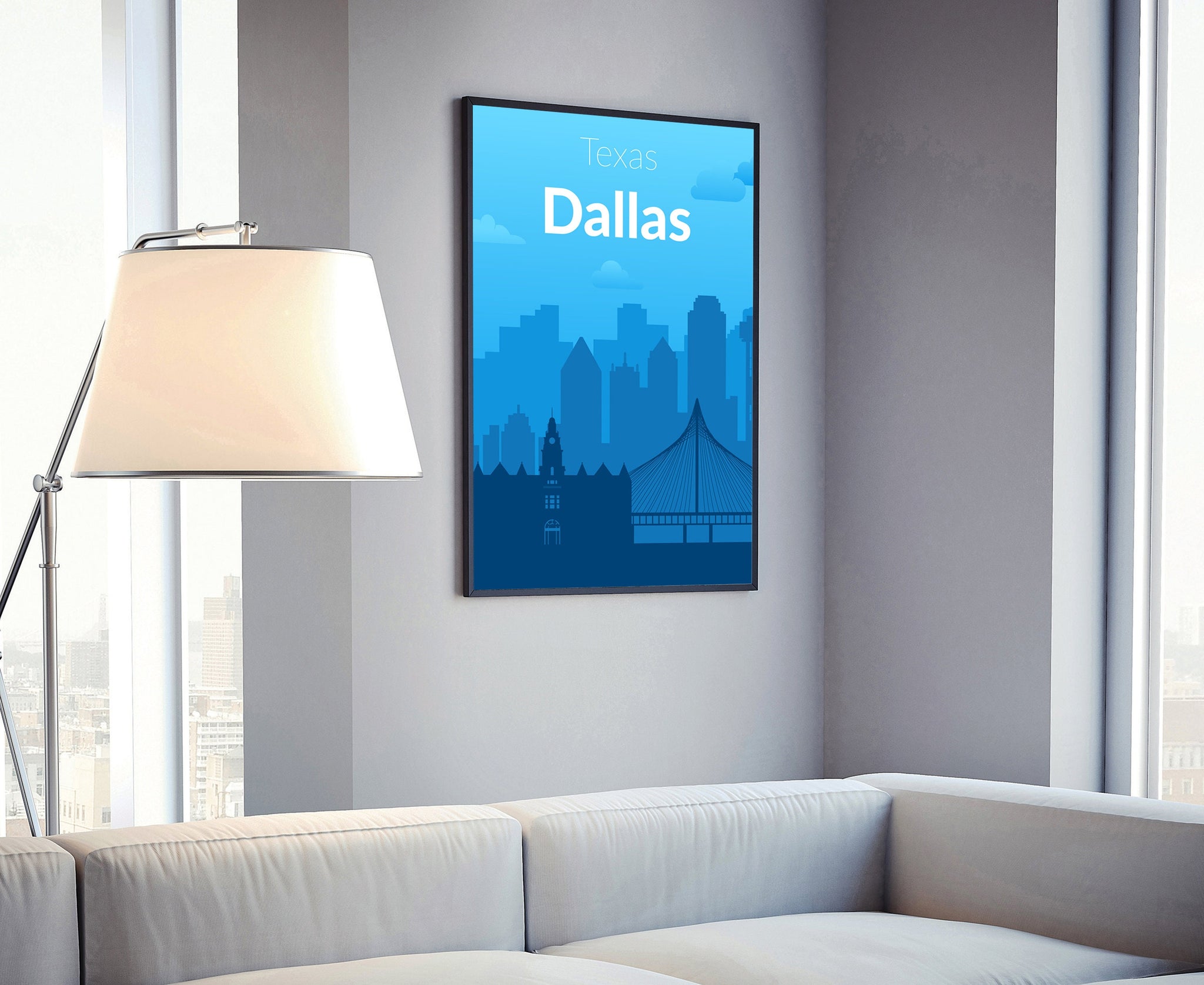 Solid Color US Cities Poster, Texas Dallas Solid Color Modern Poster Print, Modern State Poster for Office Decorations, Poster for Home