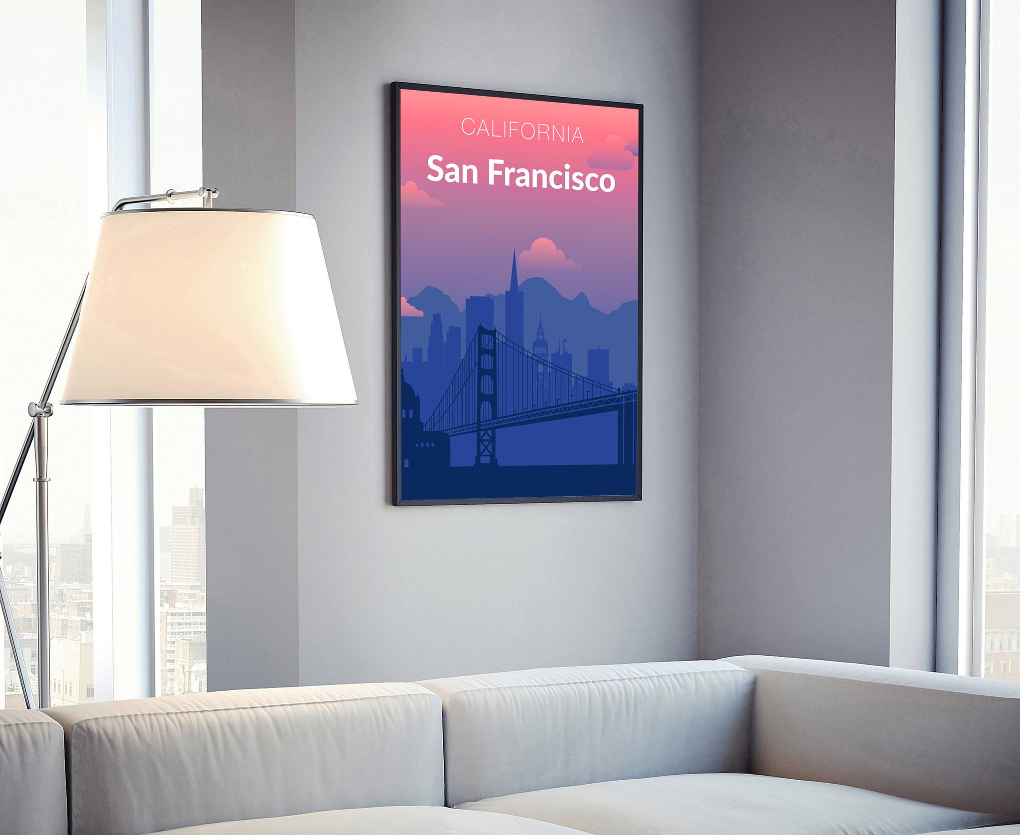 Solid Color US Cities Poster, California San Francisco Solid Color Modern Poster Print, Modern State Poster for Office and Home Decoration