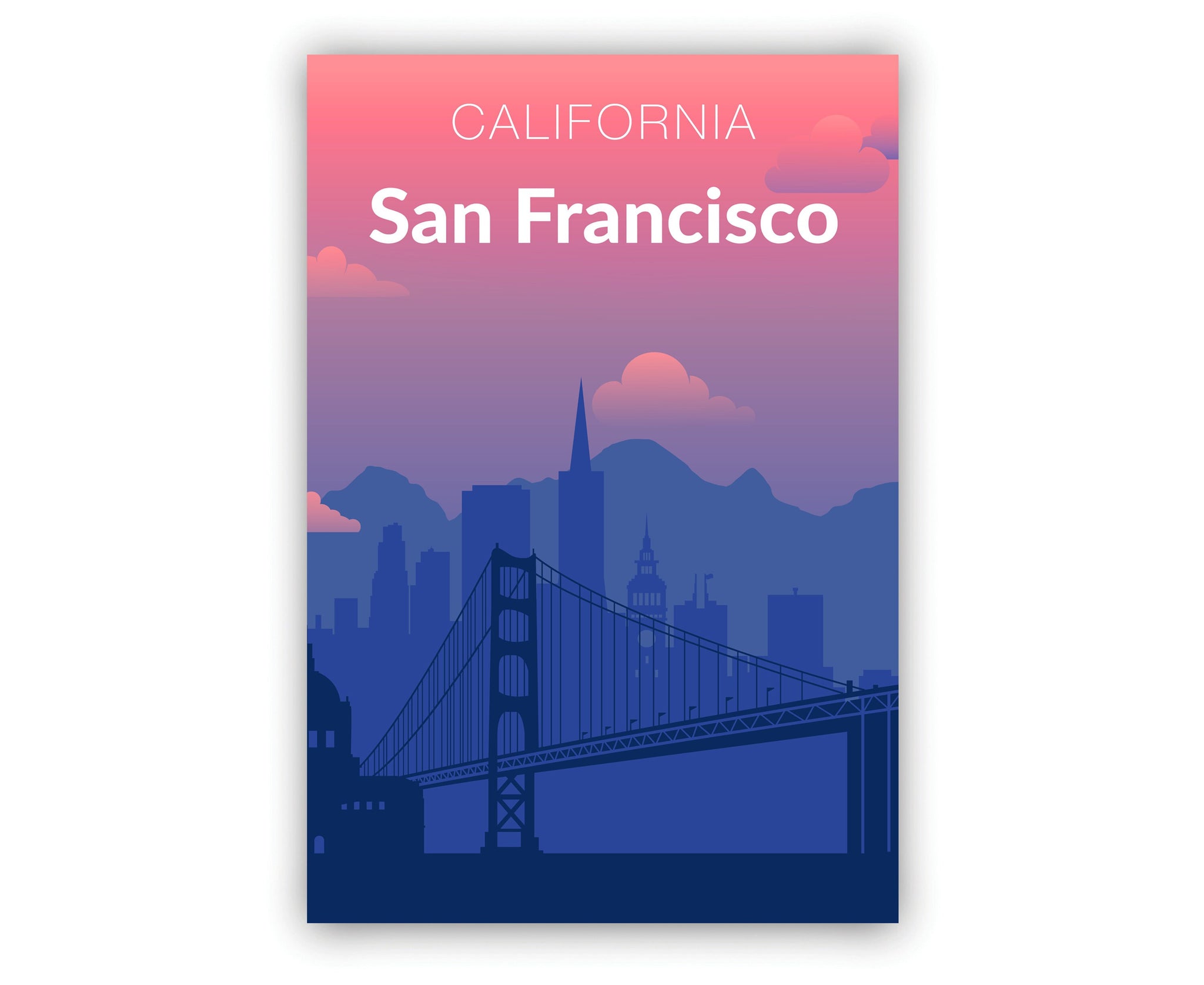 Solid Color US Cities Poster, California San Francisco Solid Color Modern Poster Print, Modern State Poster for Office and Home Decoration