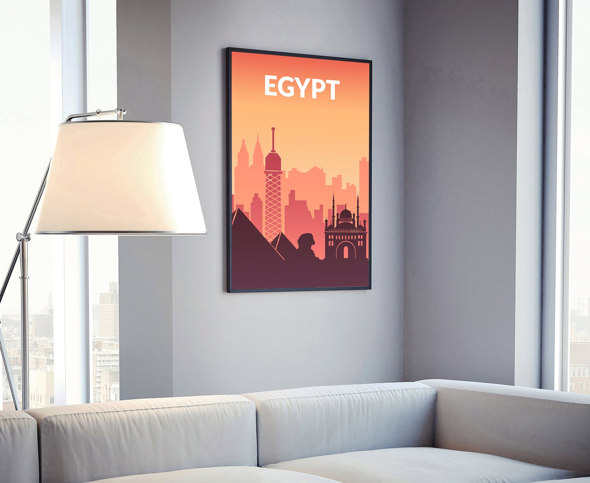 Solid Color World City Poster, Egypt Solid Color Modern Poster Print, Egypt Modern City Poster, Office Wall Decoration