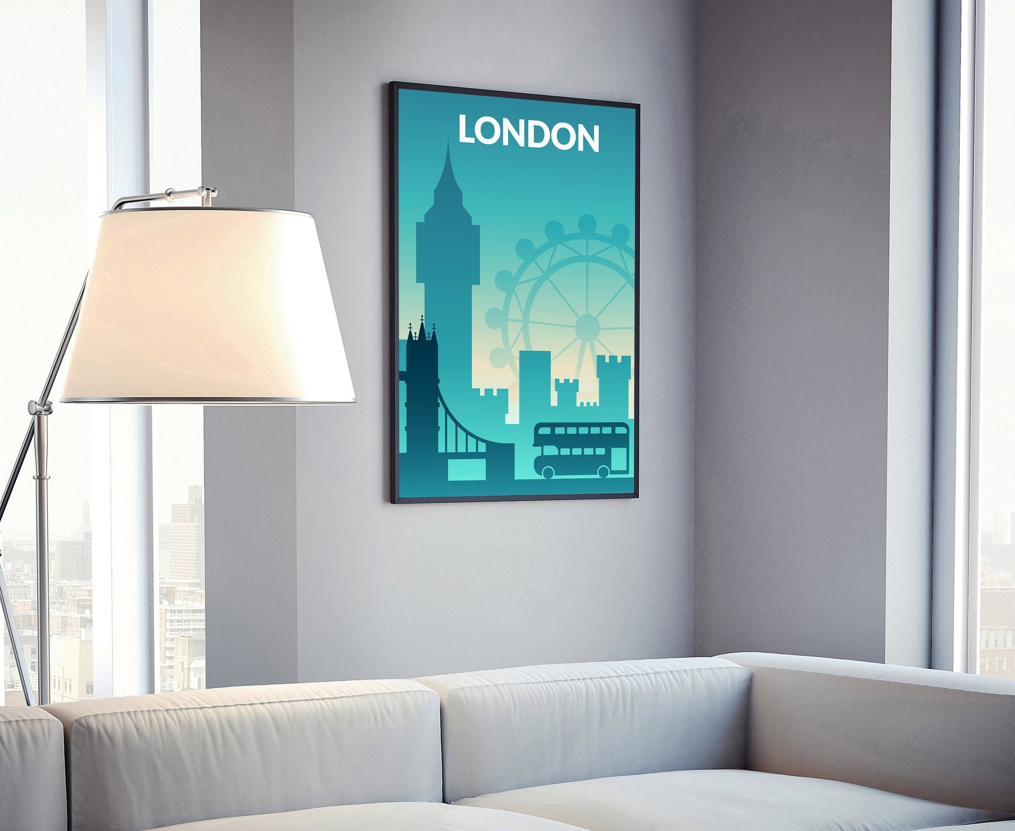 Solid Color World City Poster, England London Solid Color Modern Poster Print, London Modern City Poster, Office Wall Decoration