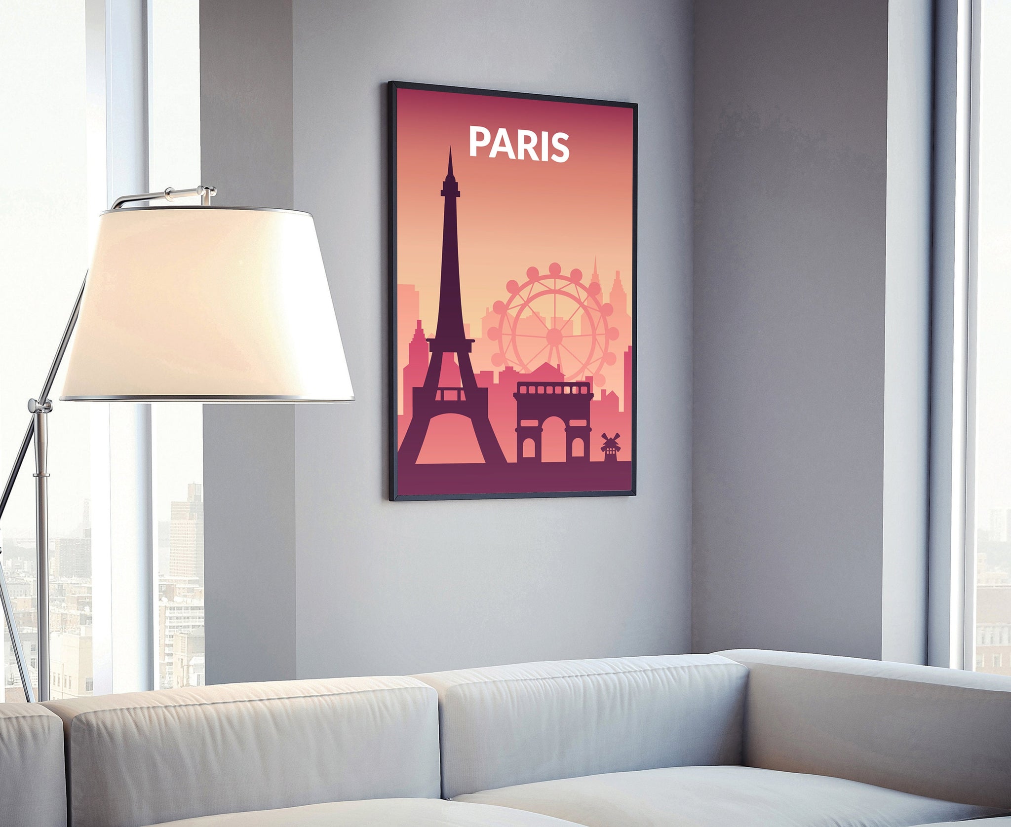 Solid Color World City Poster, France Paris Solid Color Modern Poster Print, Paris Modern City Poster, Office and Home Wall Decoration