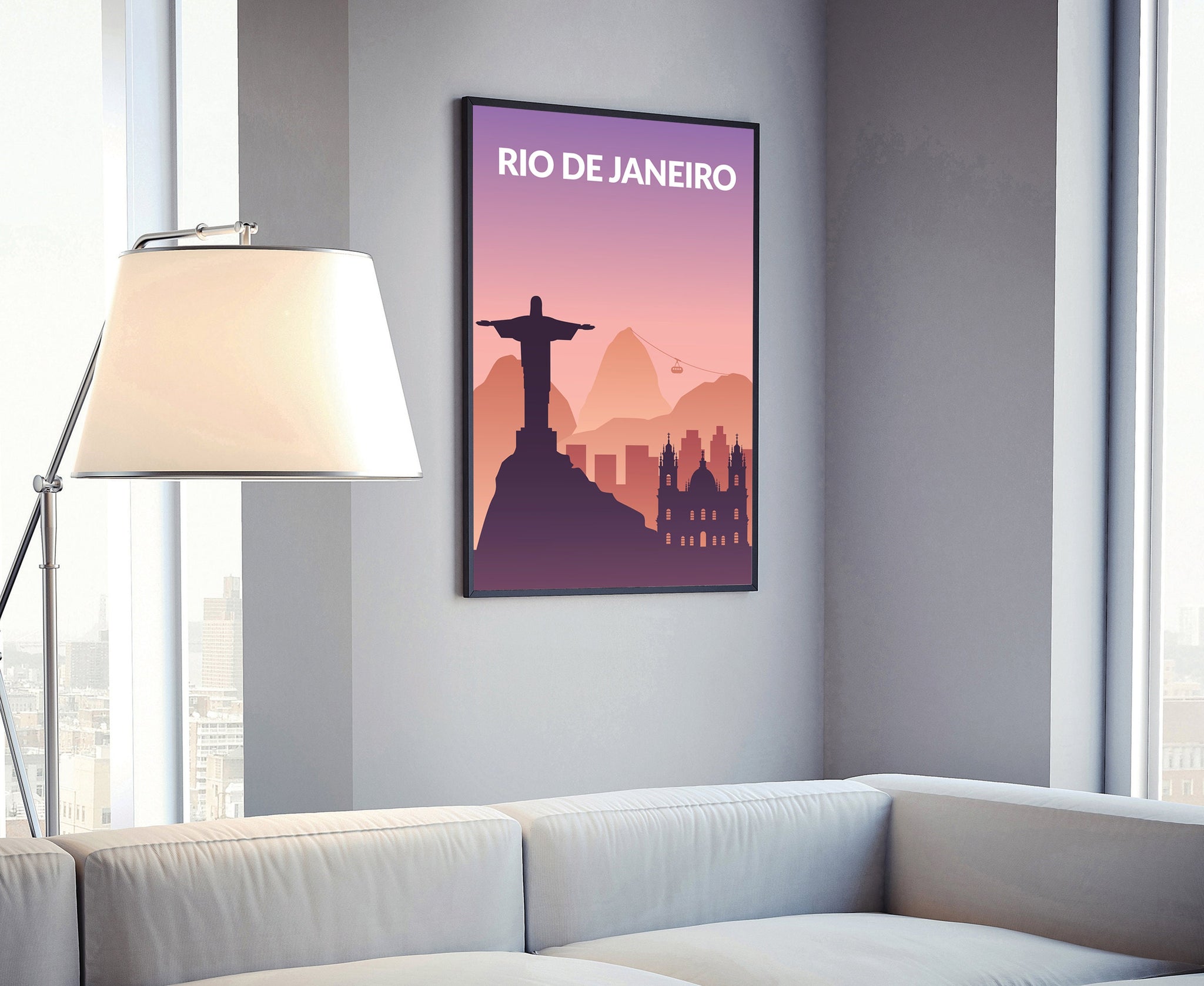 Solid Color World City Poster, Brazil Rio De Janeiro Solid Color Modern Poster Print, Rio De Janeiro Modern City Poster, Office Wall Decor