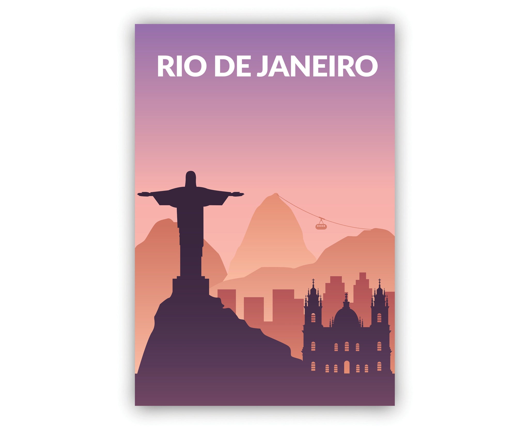 Solid Color World City Poster, Brazil Rio De Janeiro Solid Color Modern Poster Print, Rio De Janeiro Modern City Poster, Office Wall Decor