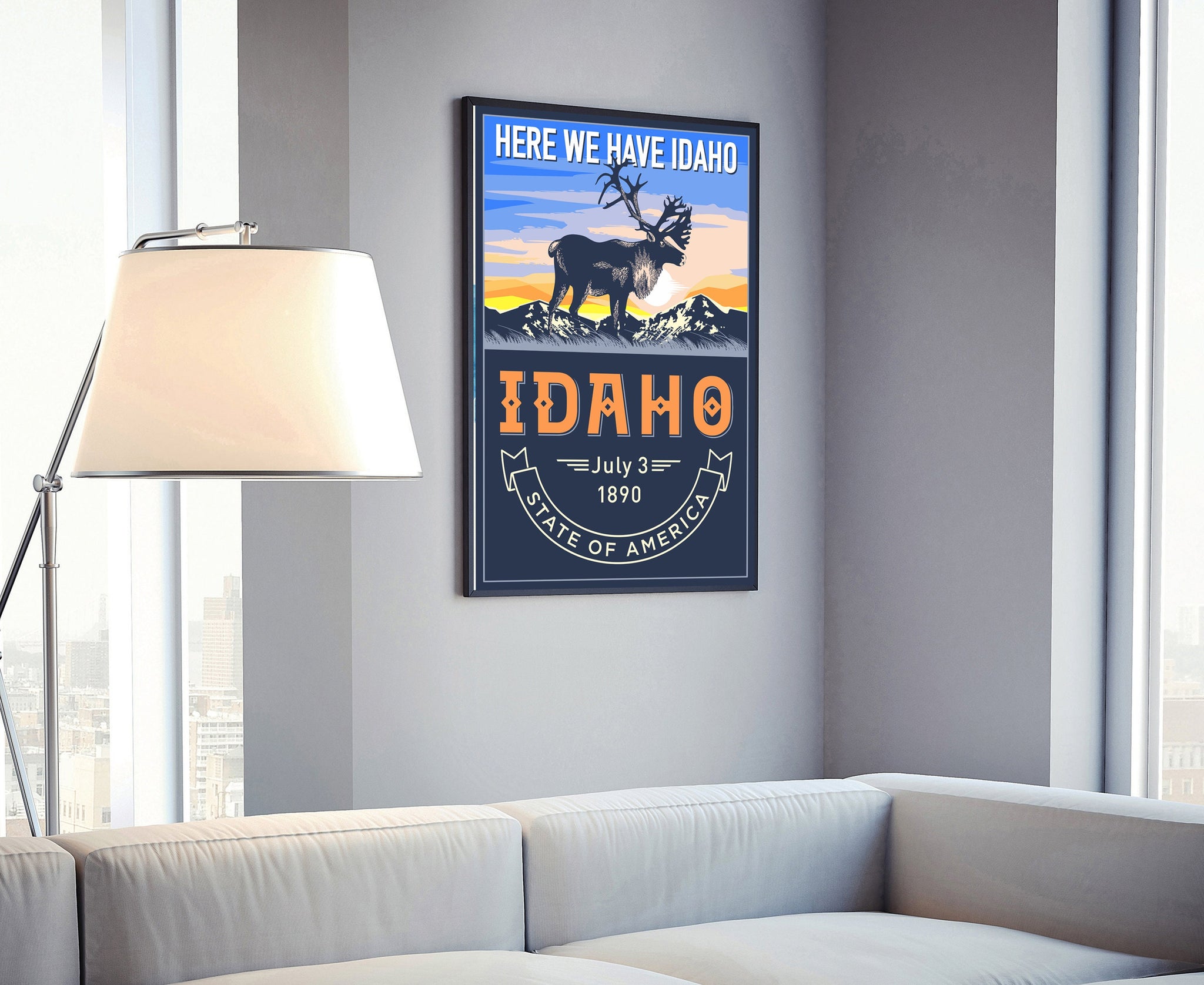 United States Idaho State Poster, Idaho Poster Print, Idaho State Emblem Poster, Retro Travel State Poster, Home and Office Wall Art