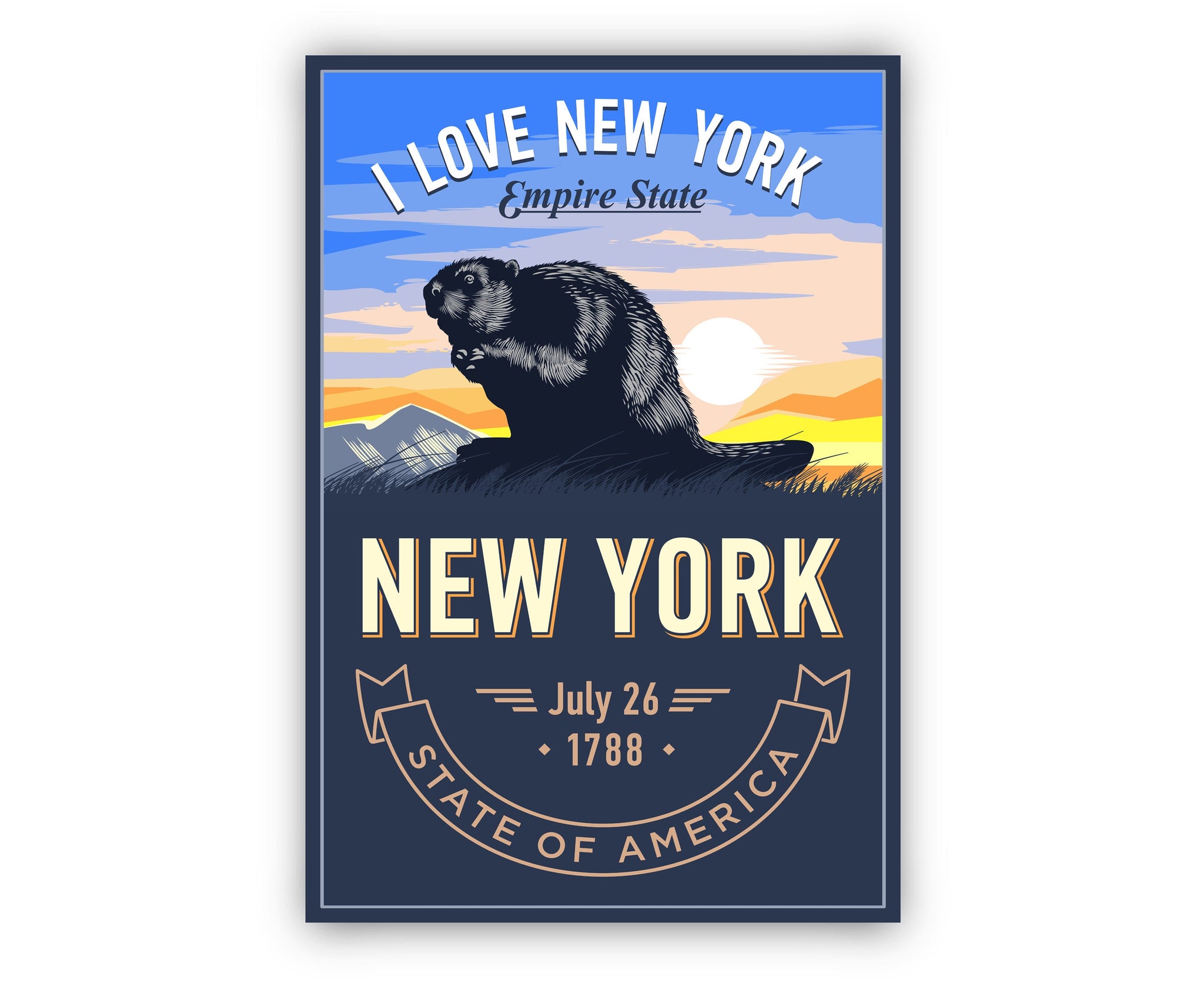 United States Poster, New York State Poster Print, New York State Emblem Poster, Retro Travel State Poster, Home Wall Art, Office Wall Art