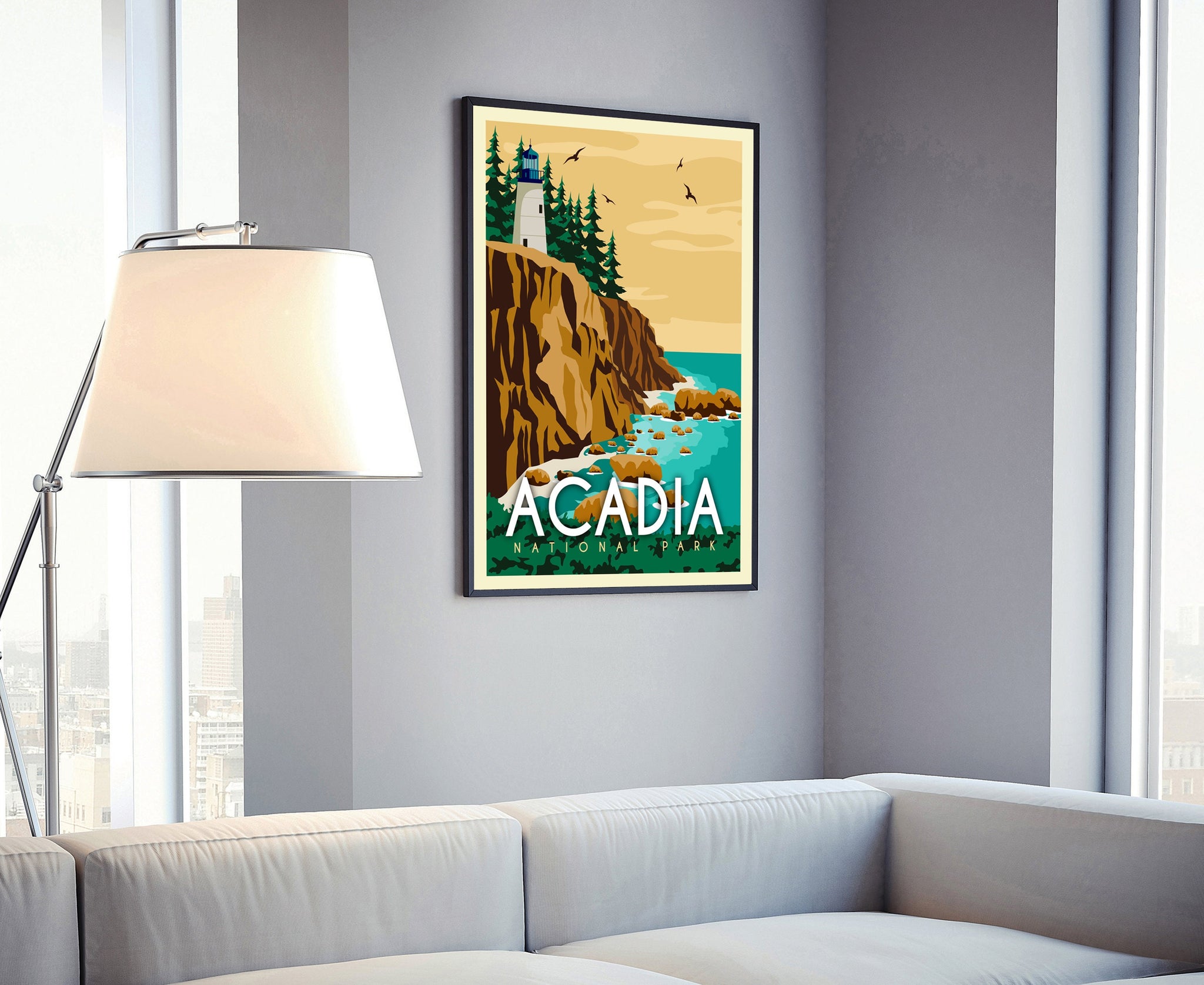 Acadia National Park Travel Poster Print,  Maine Acadia National Park, Maine Retro Travel Poster, Retro Travel Poster, Birthday Gift