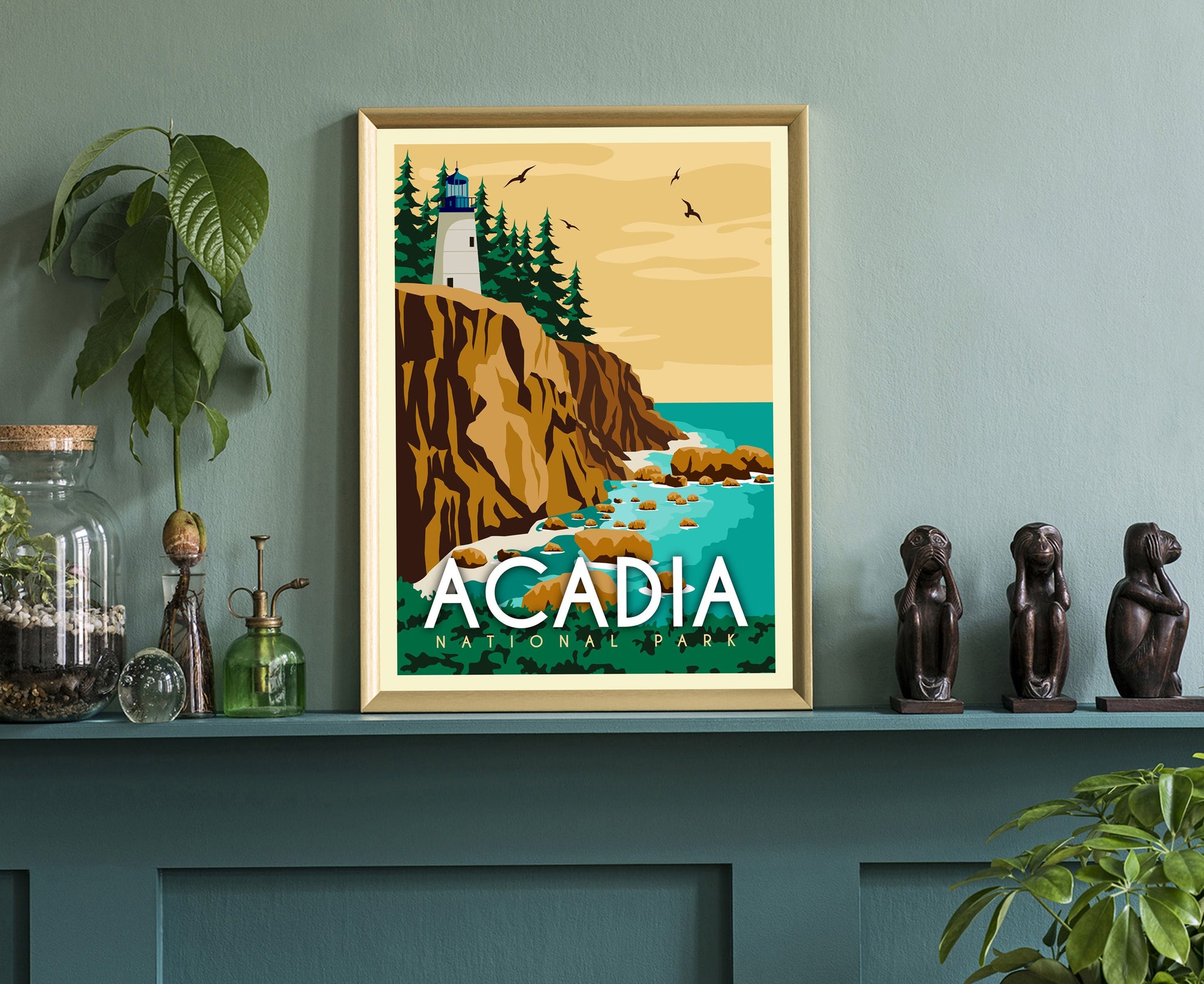 Acadia National Park Travel Poster Print,  Maine Acadia National Park, Maine Retro Travel Poster, Retro Travel Poster, Birthday Gift